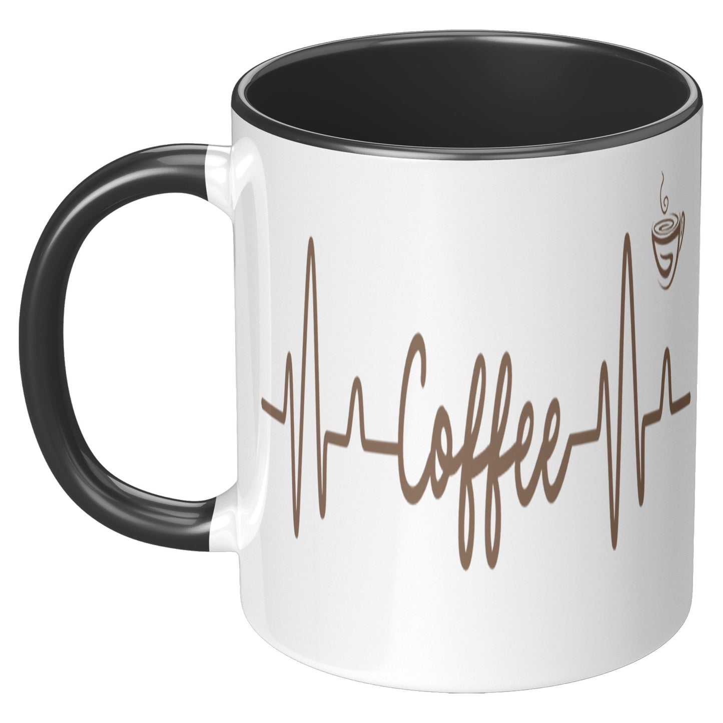 Coffee Heart Beat Mug 11oz Accent, Coffee Drinker Gift, Addicted To Coffee Gift
