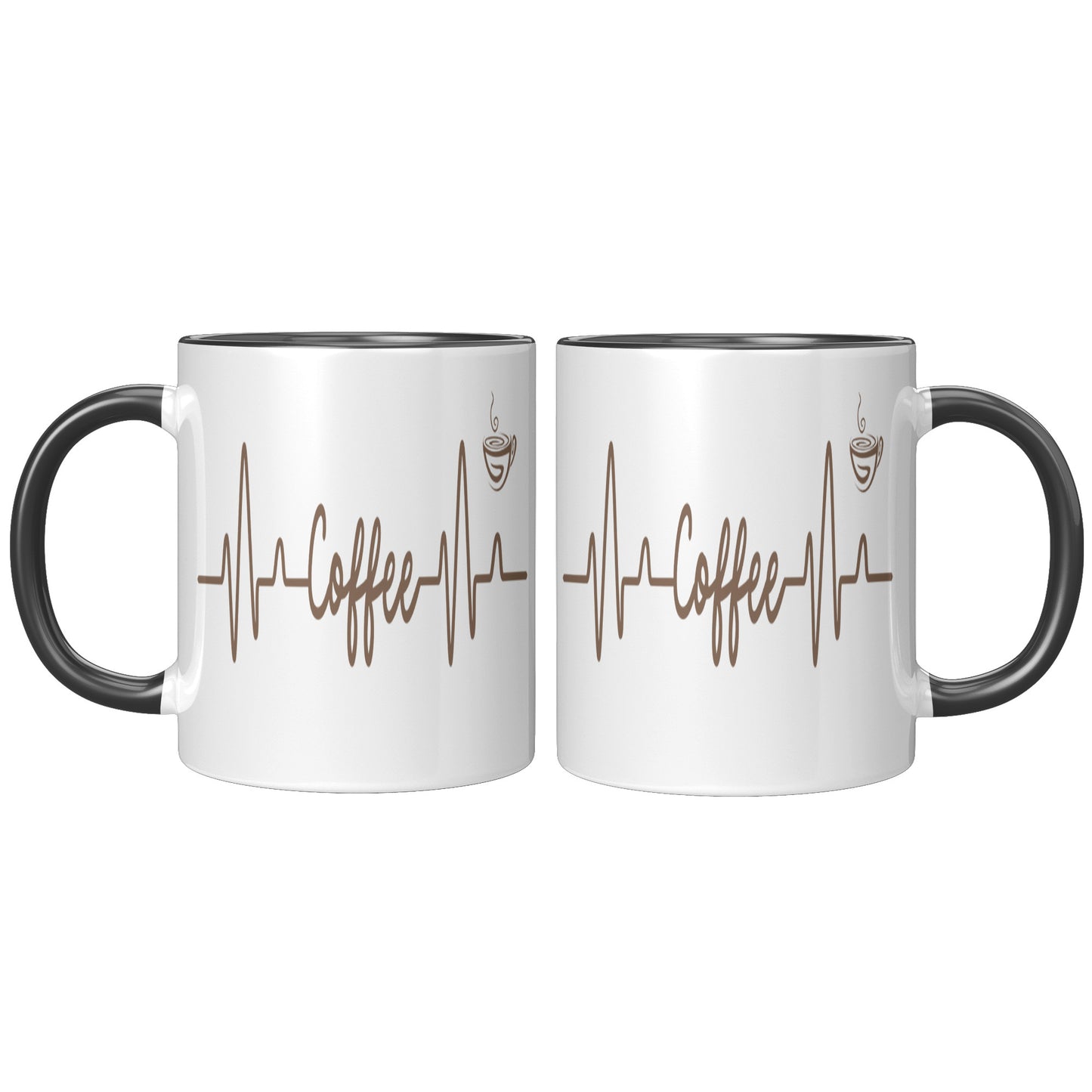 Coffee Heart Beat Mug 11oz Accent, Coffee Drinker Gift, Addicted To Coffee Gift