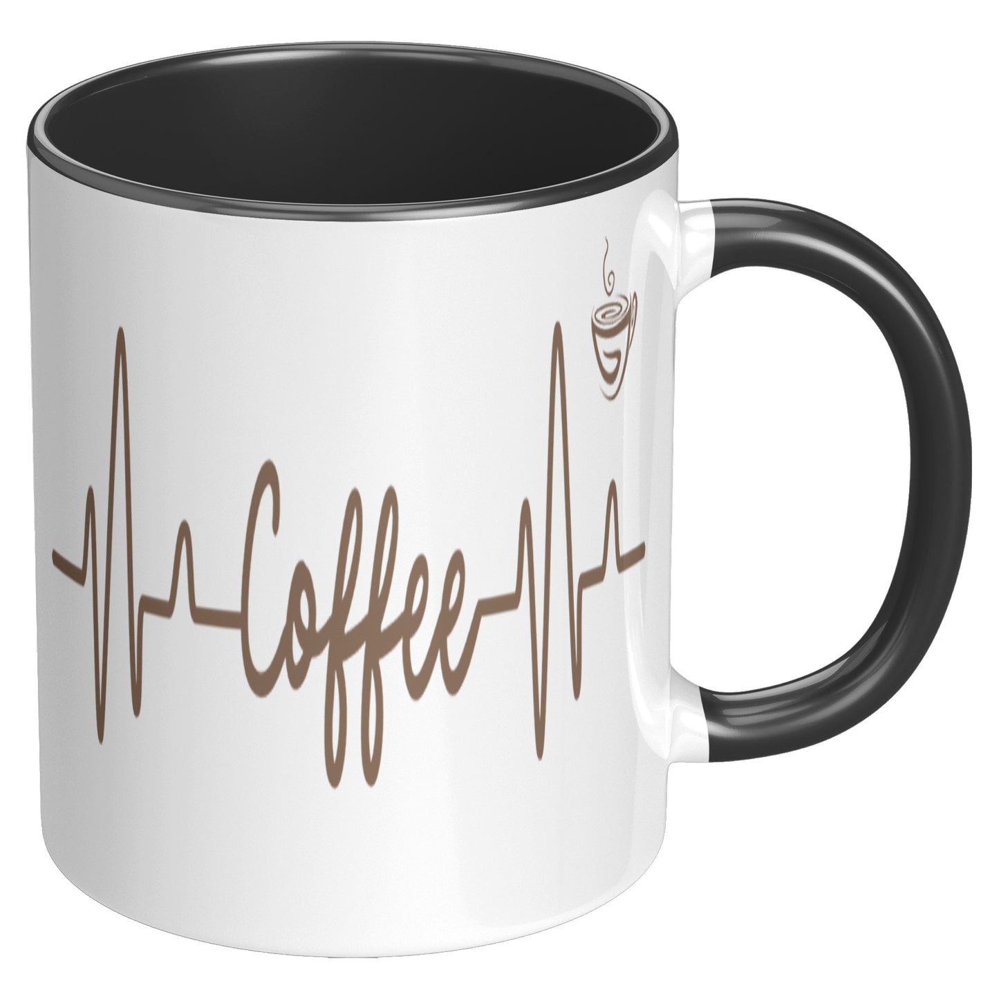 Coffee Heart Beat Mug 11oz Accent, Coffee Drinker Gift, Addicted To Coffee Gift