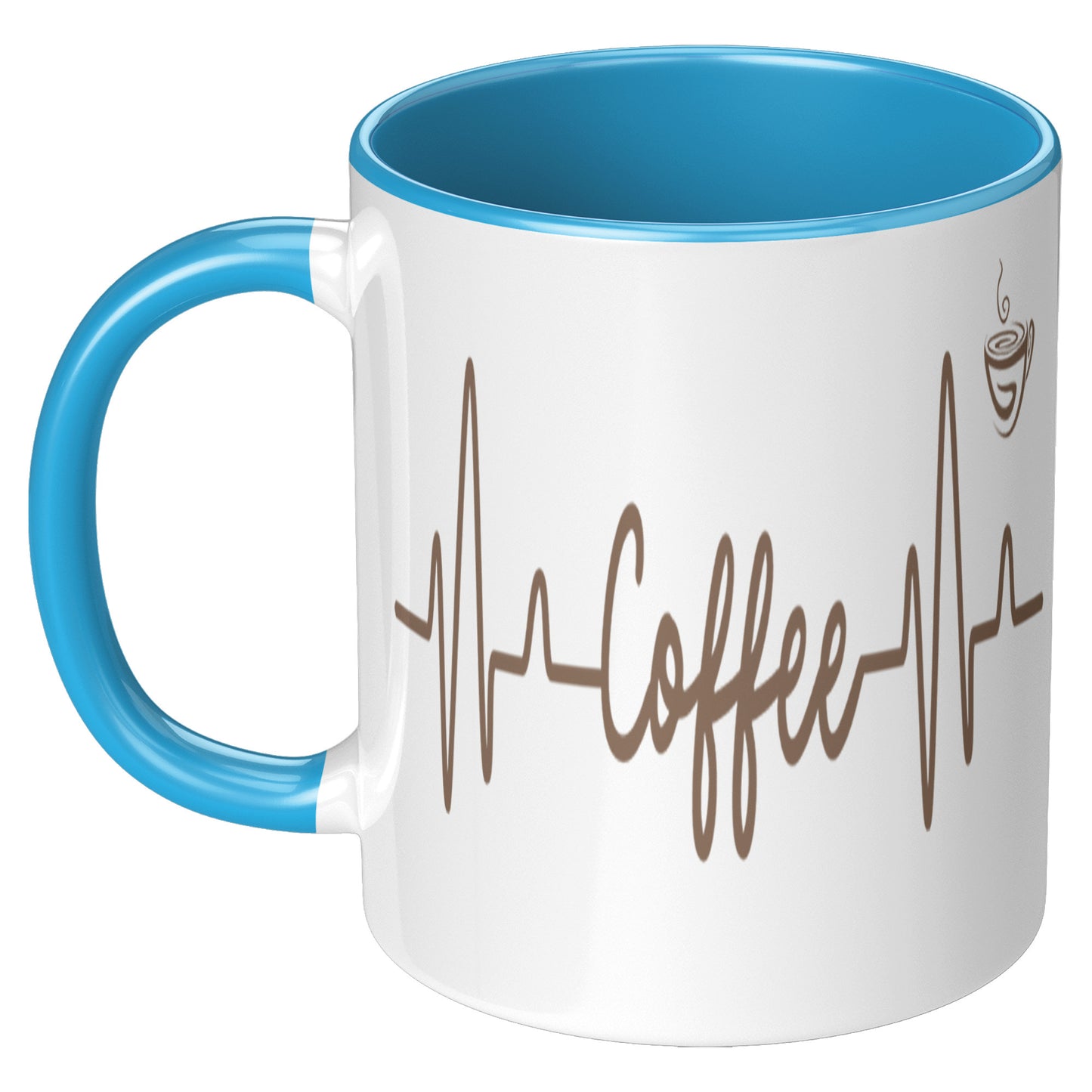Coffee Heart Beat Mug 11oz Accent, Coffee Drinker Gift, Addicted To Coffee Gift