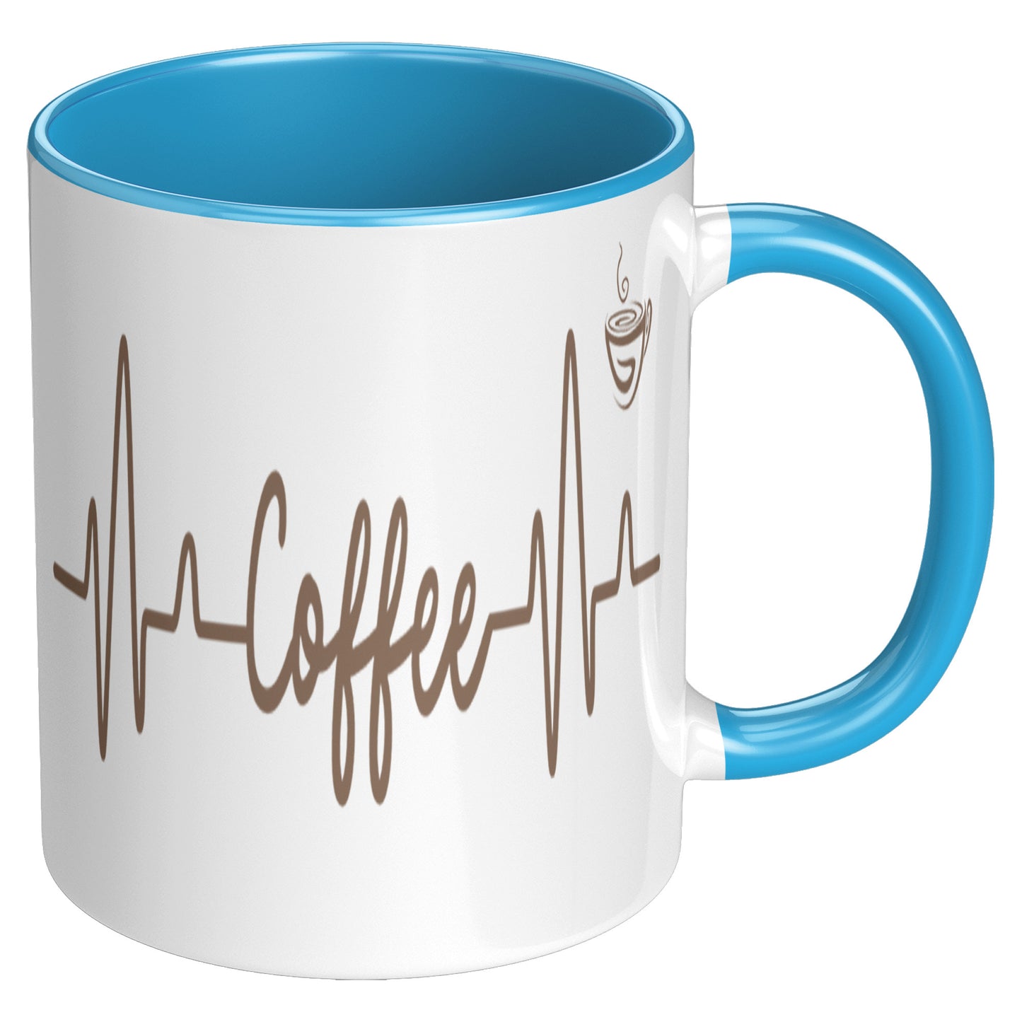 Coffee Heart Beat Mug 11oz Accent, Coffee Drinker Gift, Addicted To Coffee Gift