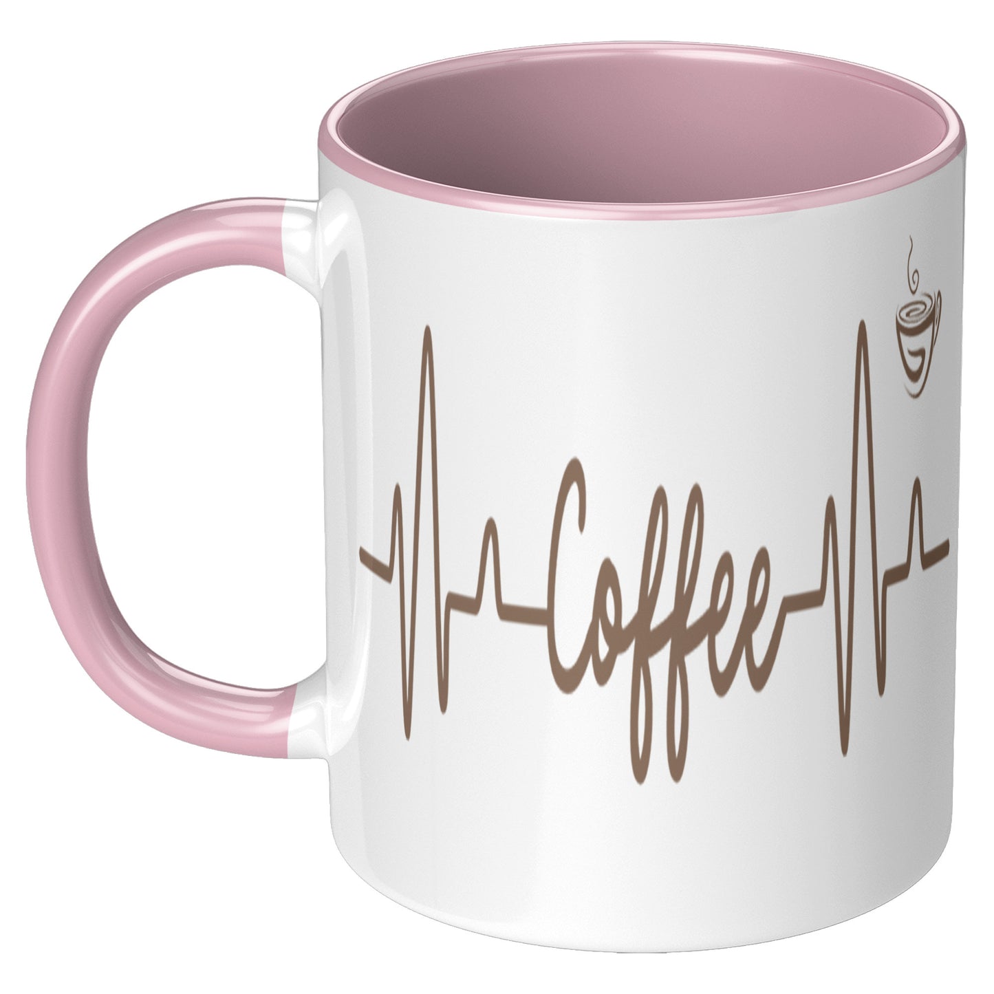 Coffee Heart Beat Mug 11oz Accent, Coffee Drinker Gift, Addicted To Coffee Gift