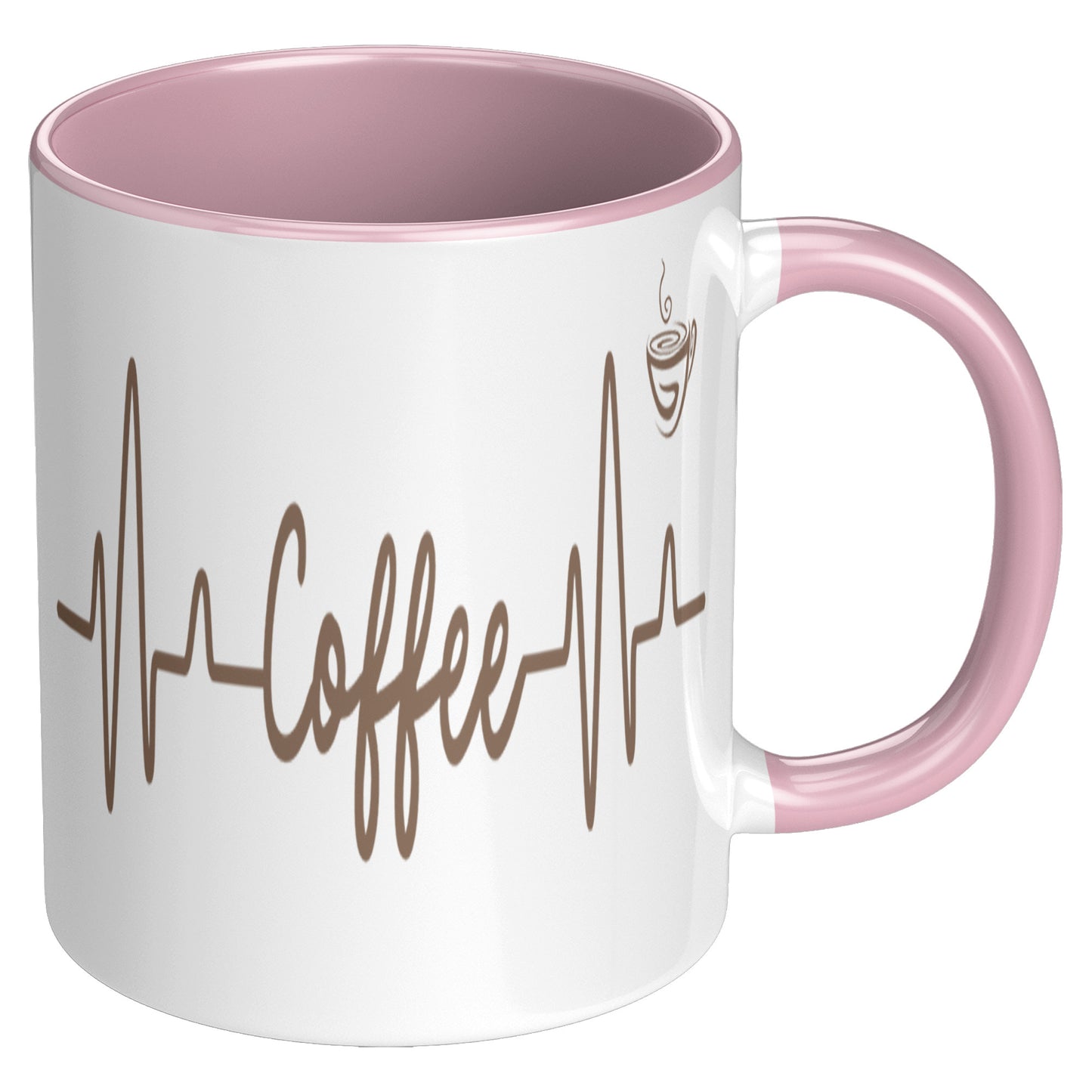 Coffee Heart Beat Mug 11oz Accent, Coffee Drinker Gift, Addicted To Coffee Gift
