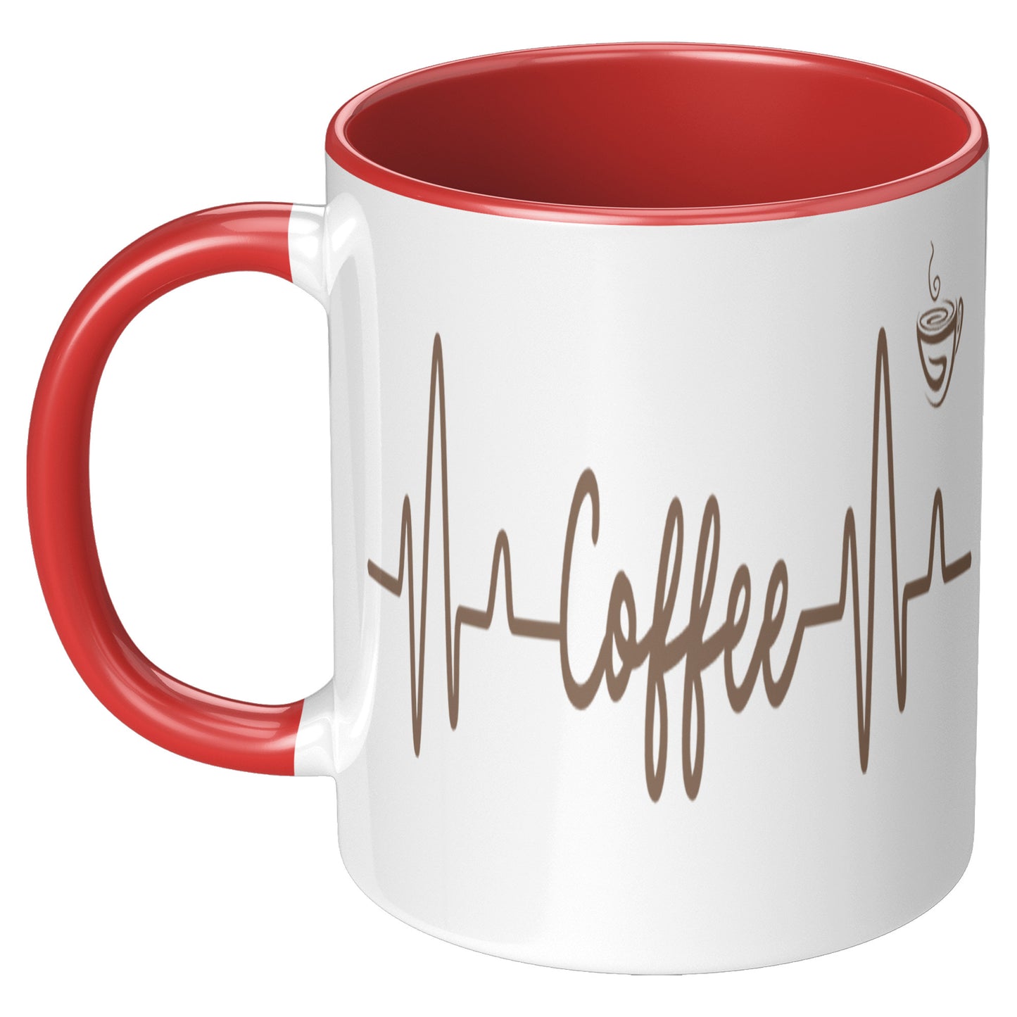 Coffee Heart Beat Mug 11oz Accent, Coffee Drinker Gift, Addicted To Coffee Gift