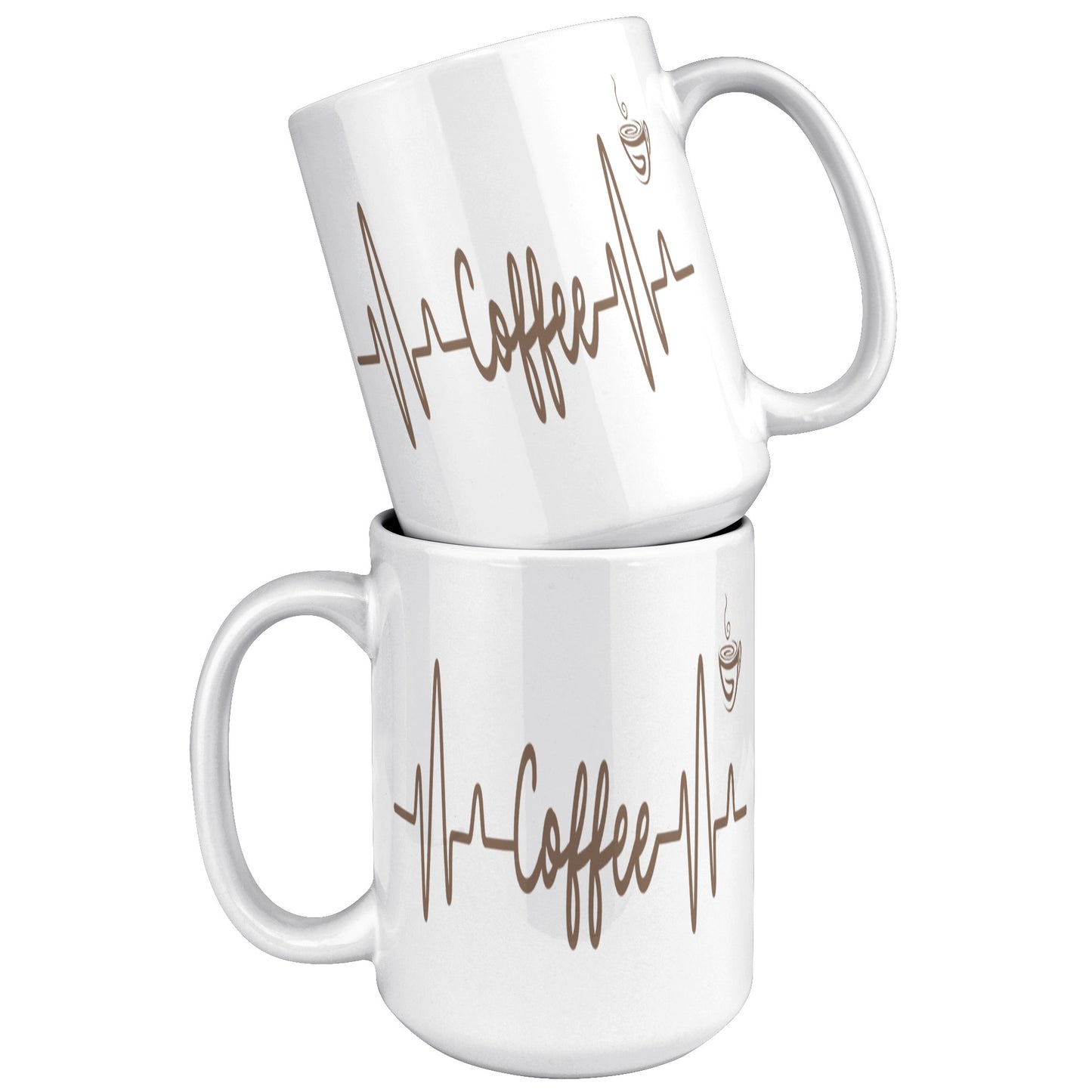 Coffee Heart Beat Mug 15oz, Coffee Drinker Gift, Addicted To Coffee Gift