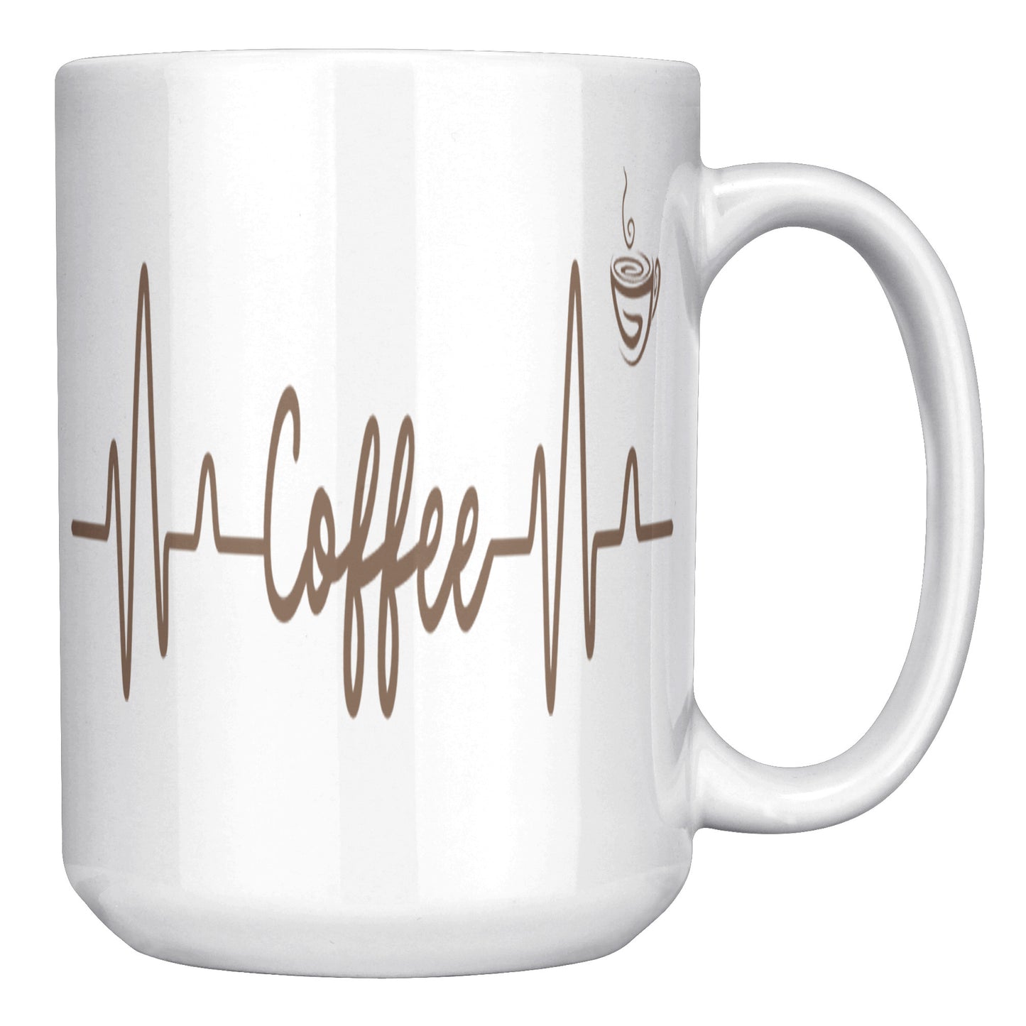 Coffee Heart Beat Mug 15oz, Coffee Drinker Gift, Addicted To Coffee Gift