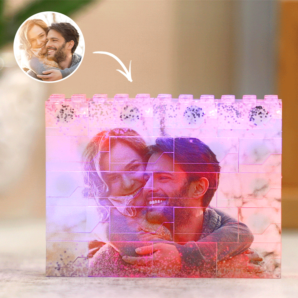 Custom LED Light, White Building Brick, Light Up Photo Block, Custom Gift, Personalized Gift