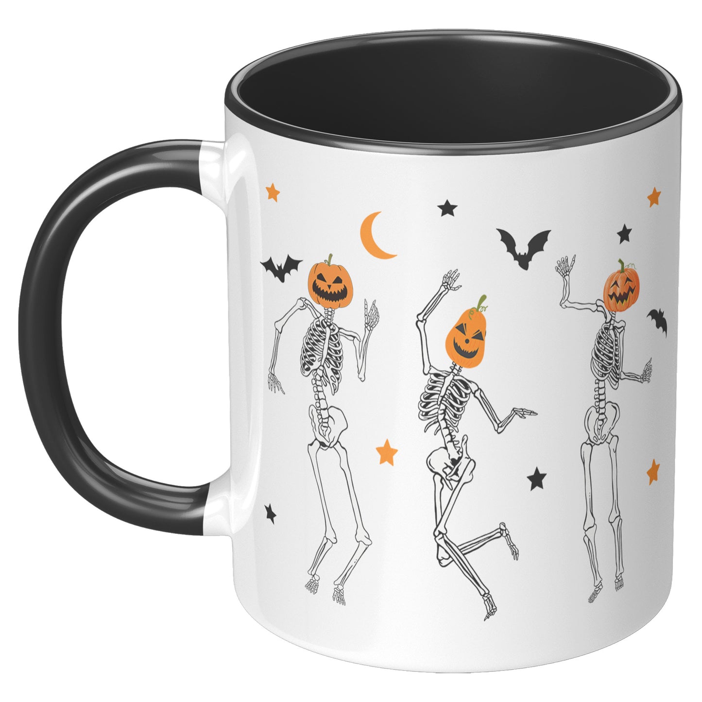 Dancing Skeleton Pumpkin Face 11oz Accent Mug, Cute Fall Mug, Spooky Mug