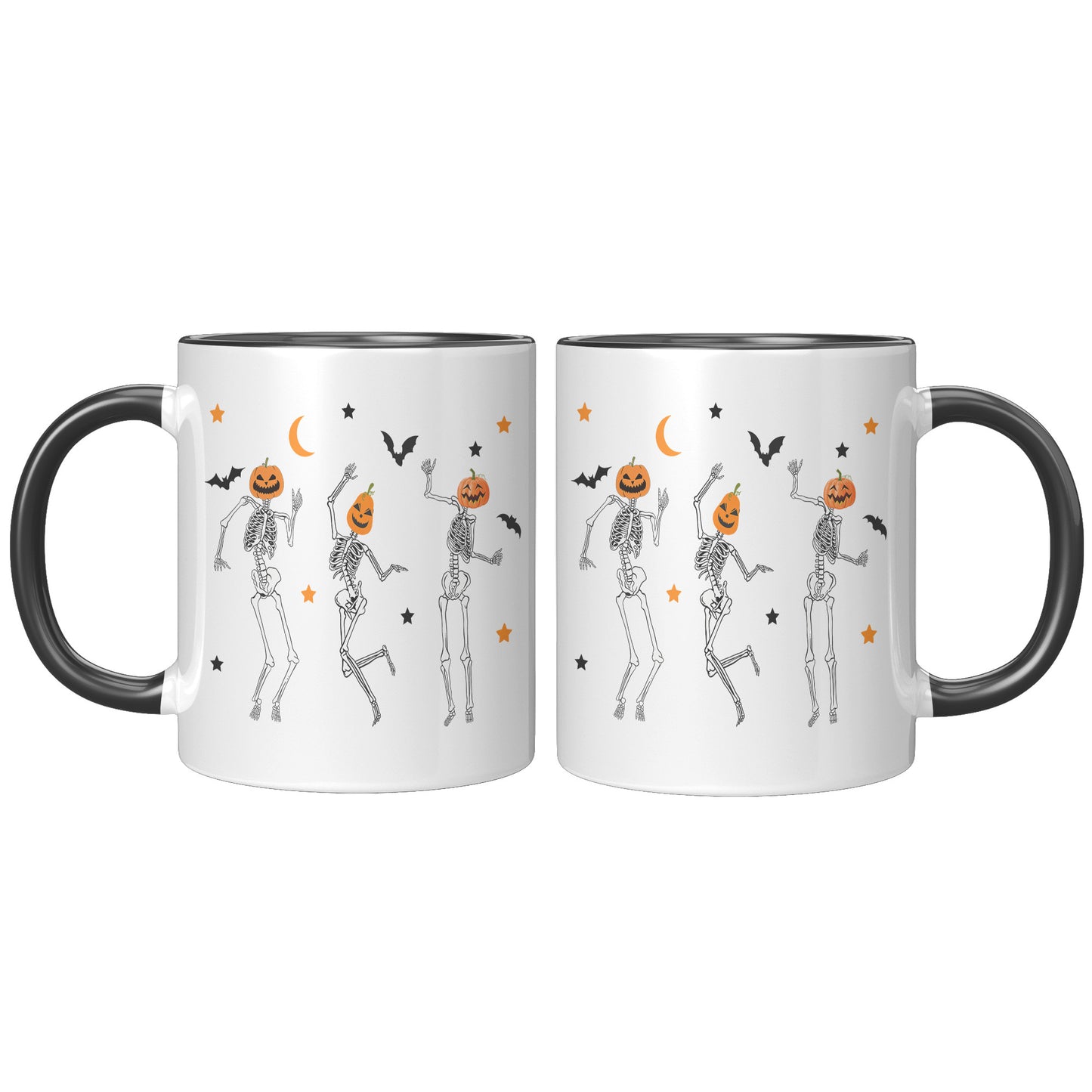 Dancing Skeleton Pumpkin Face 11oz Accent Mug, Cute Fall Mug, Spooky Mug