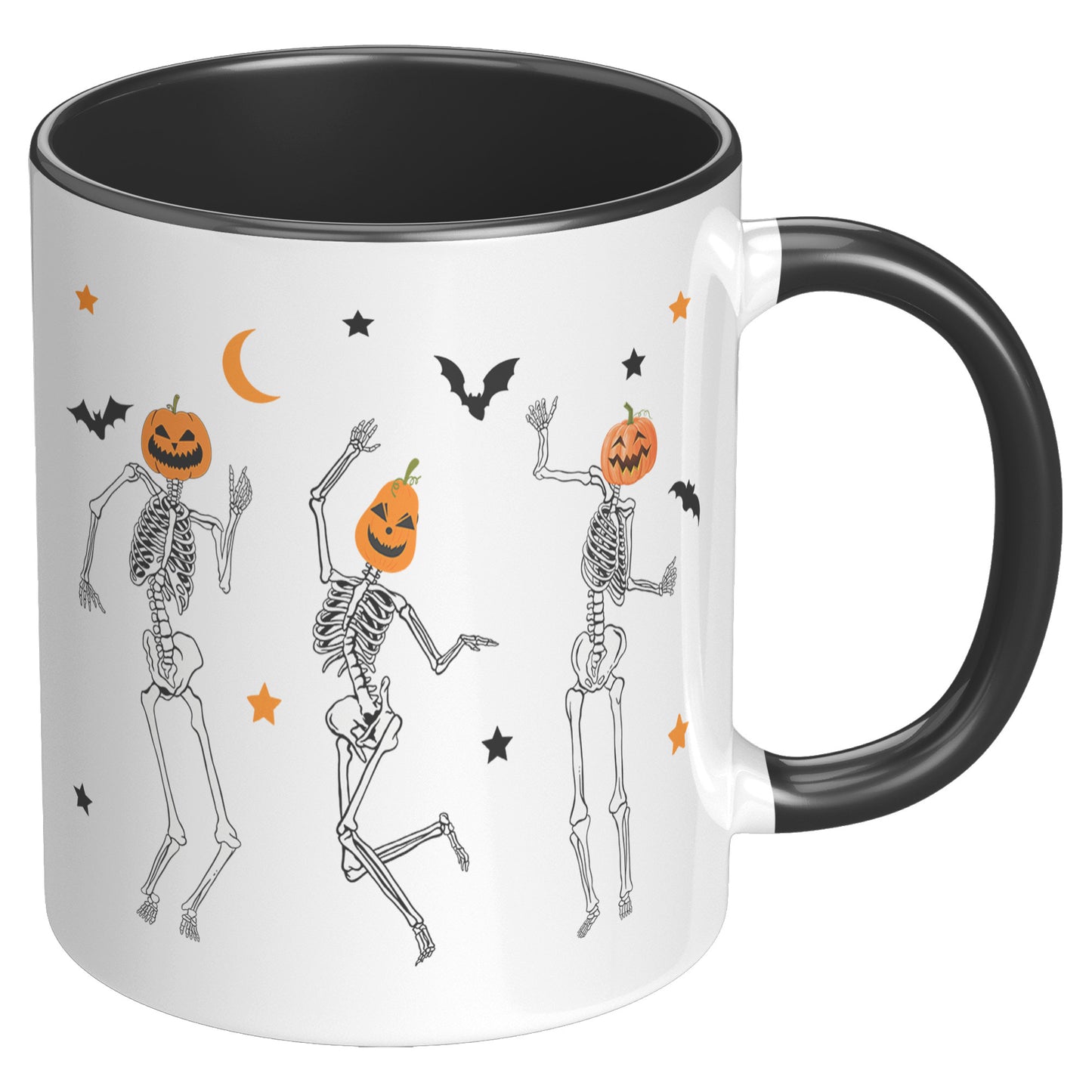 Dancing Skeleton Pumpkin Face 11oz Accent Mug, Cute Fall Mug, Spooky Mug
