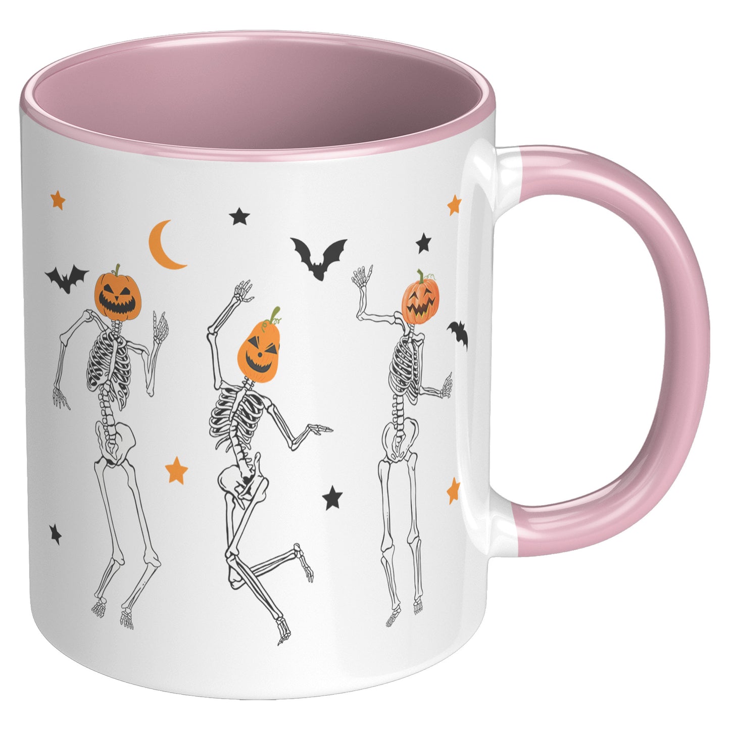 Dancing Skeleton Pumpkin Face 11oz Accent Mug, Cute Fall Mug, Spooky Mug