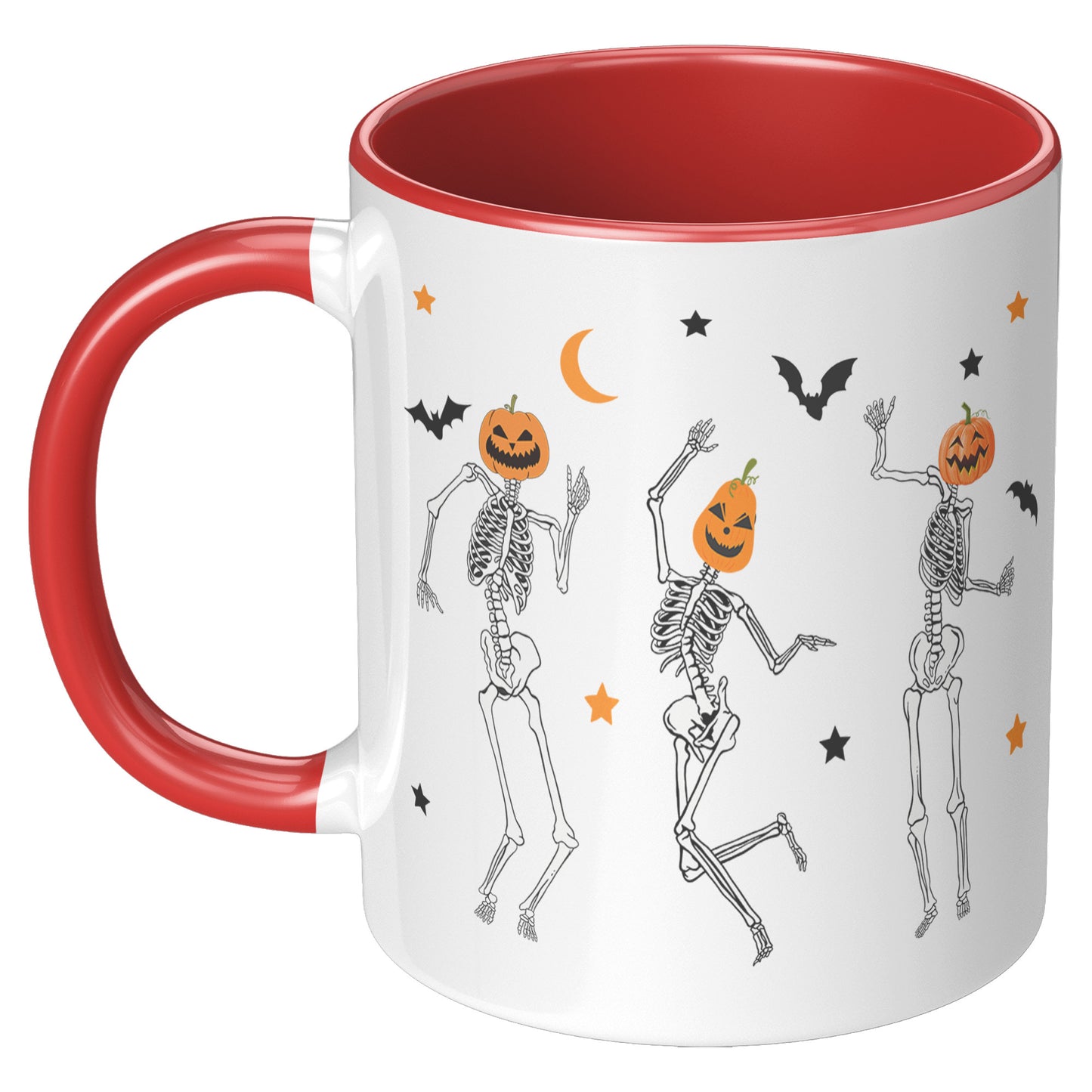 Dancing Skeleton Pumpkin Face 11oz Accent Mug, Cute Fall Mug, Spooky Mug