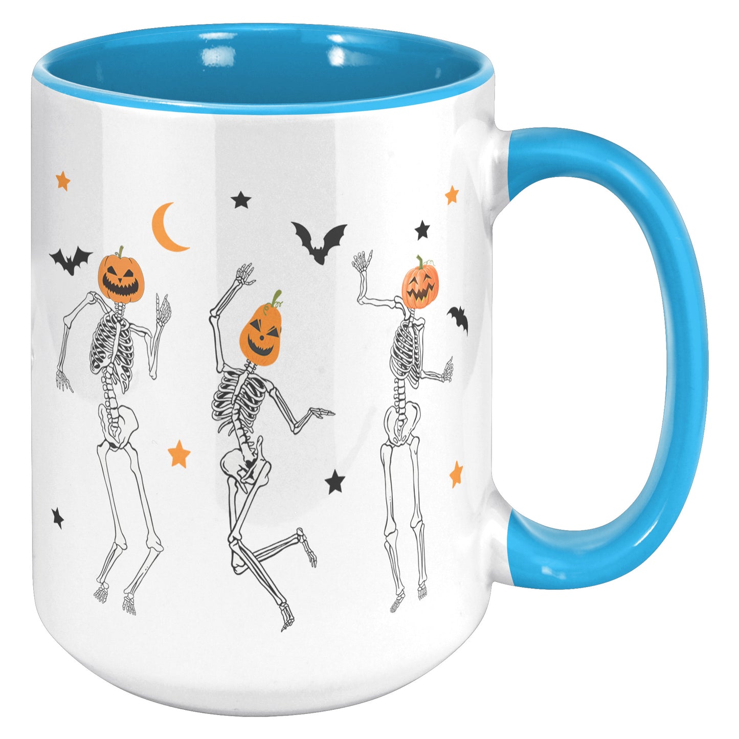 Dancing Skeleton Pumpkin Face 15oz Accent Mug, Cute Fall Mug, Spooky Mug