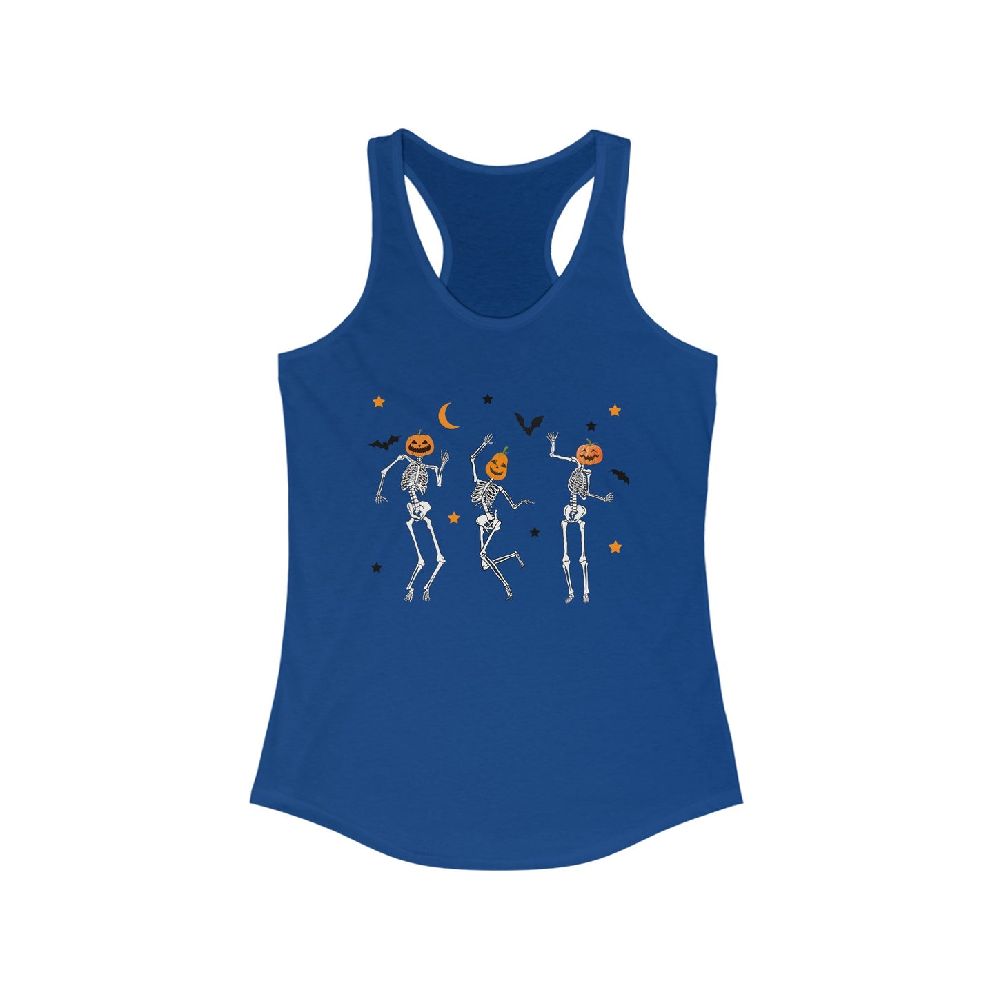 Dancing Skeleton Pumpkin Face Racerback Tank, Womens Halloween Shirt, Cute Fall Shirt, Spooky T-shirt