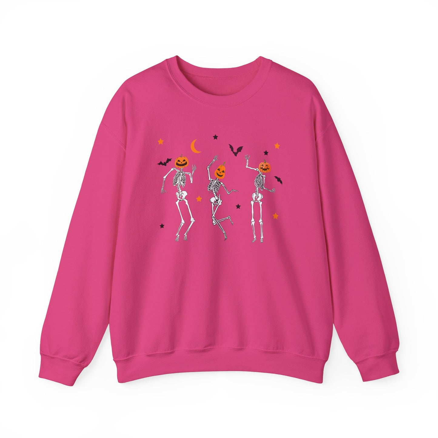Dancing Skeleton Pumpkin Face Unisex Heavy Blend™ Crewneck Sweatshirt, Womens Halloween Sweatshirt, Cute Fall Shirt, Spooky Shirt