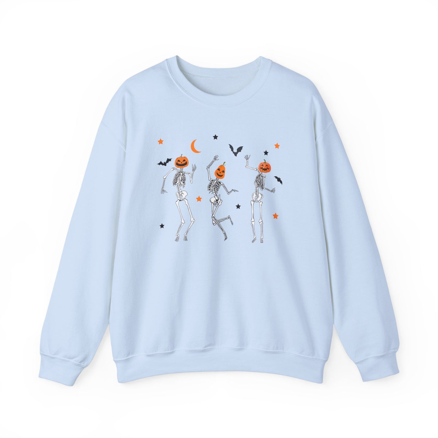 Dancing Skeleton Pumpkin Face Unisex Heavy Blend™ Crewneck Sweatshirt, Womens Halloween Sweatshirt, Cute Fall Shirt, Spooky Shirt