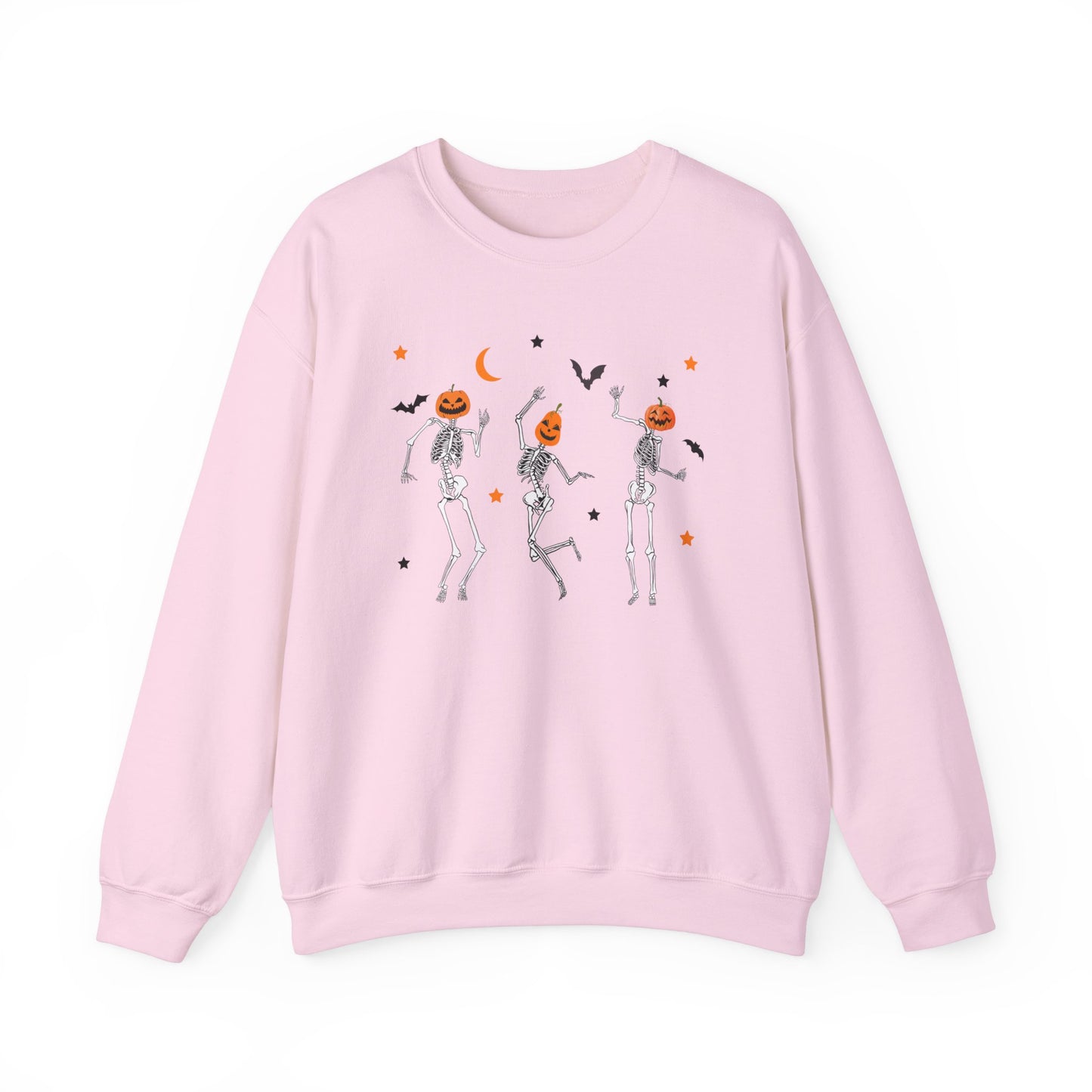 Dancing Skeleton Pumpkin Face Unisex Heavy Blend™ Crewneck Sweatshirt, Womens Halloween Sweatshirt, Cute Fall Shirt, Spooky Shirt