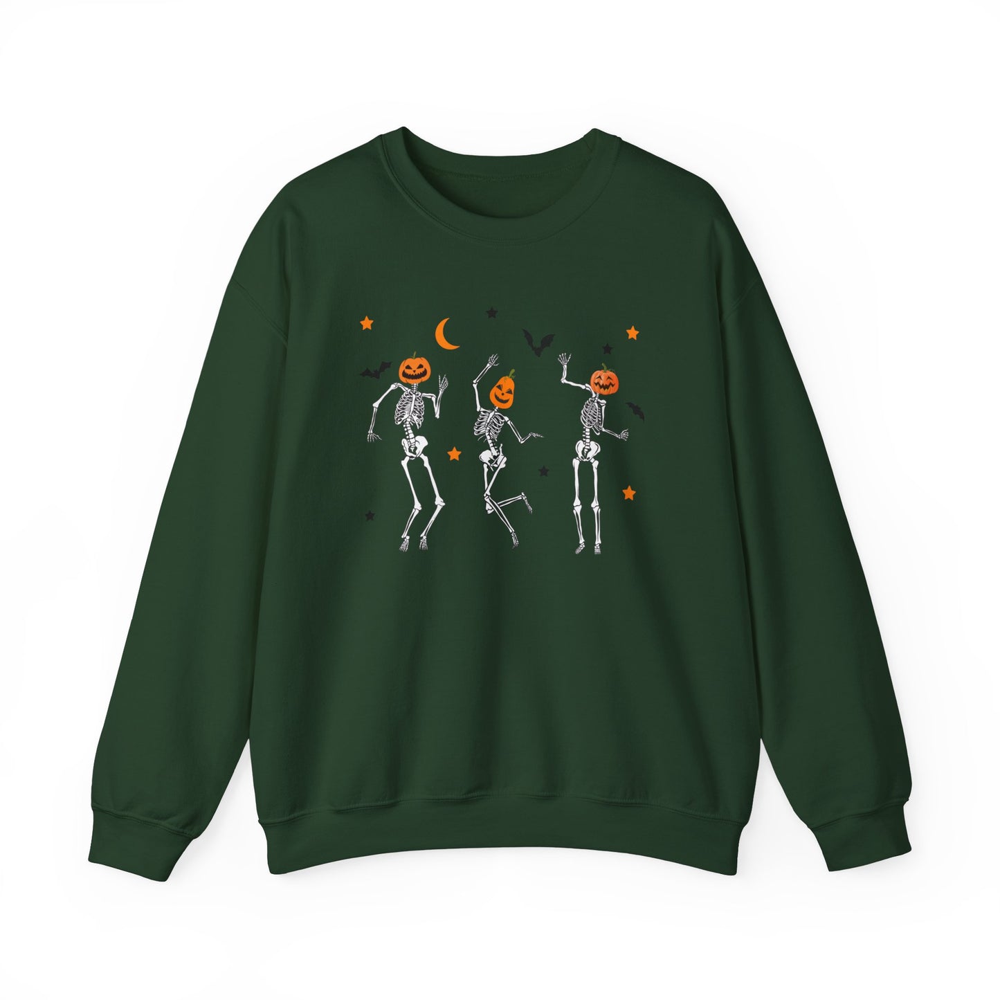 Dancing Skeleton Pumpkin Face Unisex Heavy Blend™ Crewneck Sweatshirt, Womens Halloween Sweatshirt, Cute Fall Shirt, Spooky Shirt