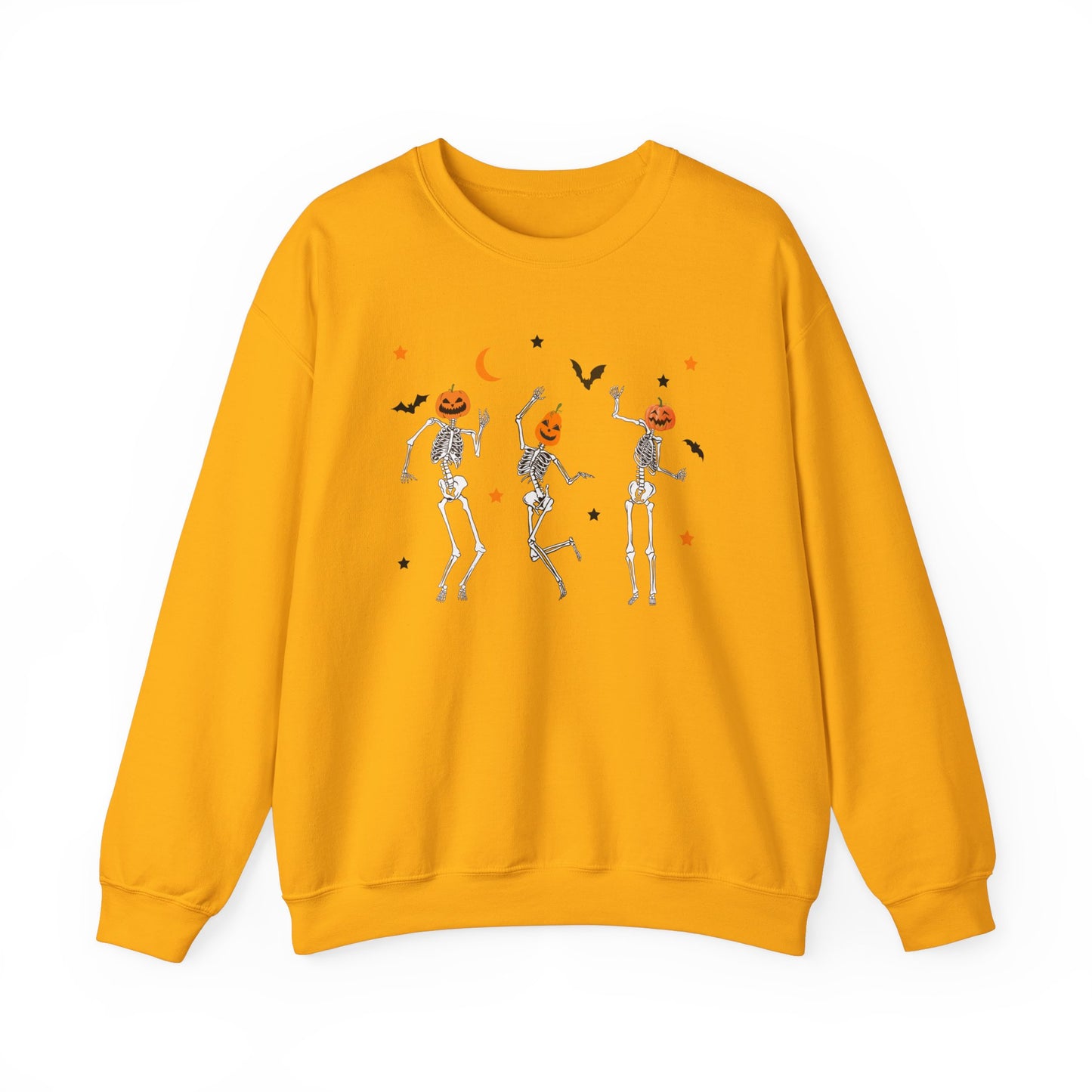 Dancing Skeleton Pumpkin Face Unisex Heavy Blend™ Crewneck Sweatshirt, Womens Halloween Sweatshirt, Cute Fall Shirt, Spooky Shirt