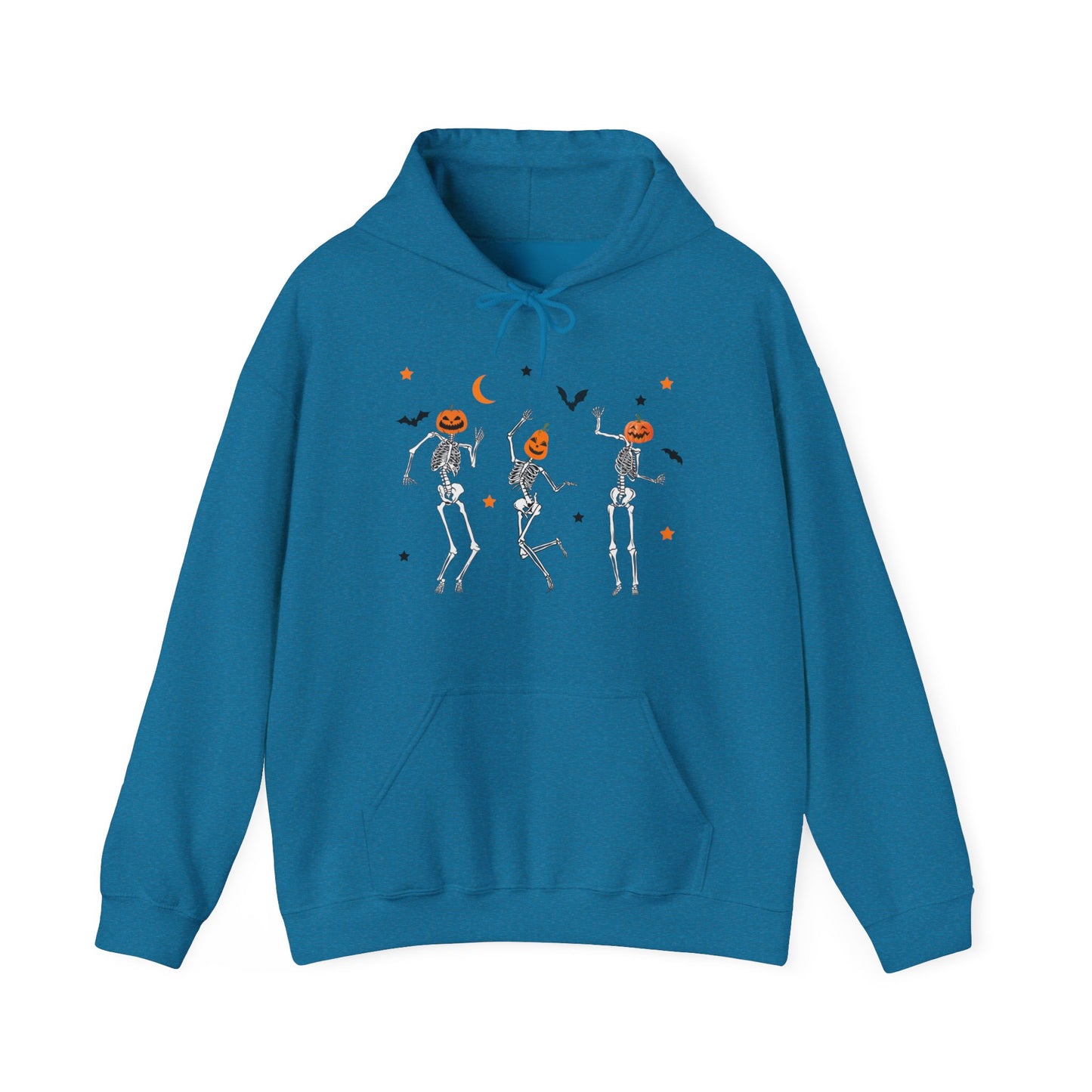Dancing Skeleton Pumpkin Face Unisex Heavy Blend™ Hoodie Sweatshirt, Womens Halloween Hoodie, Cute Fall Shirt, Spooky Sweatshirt