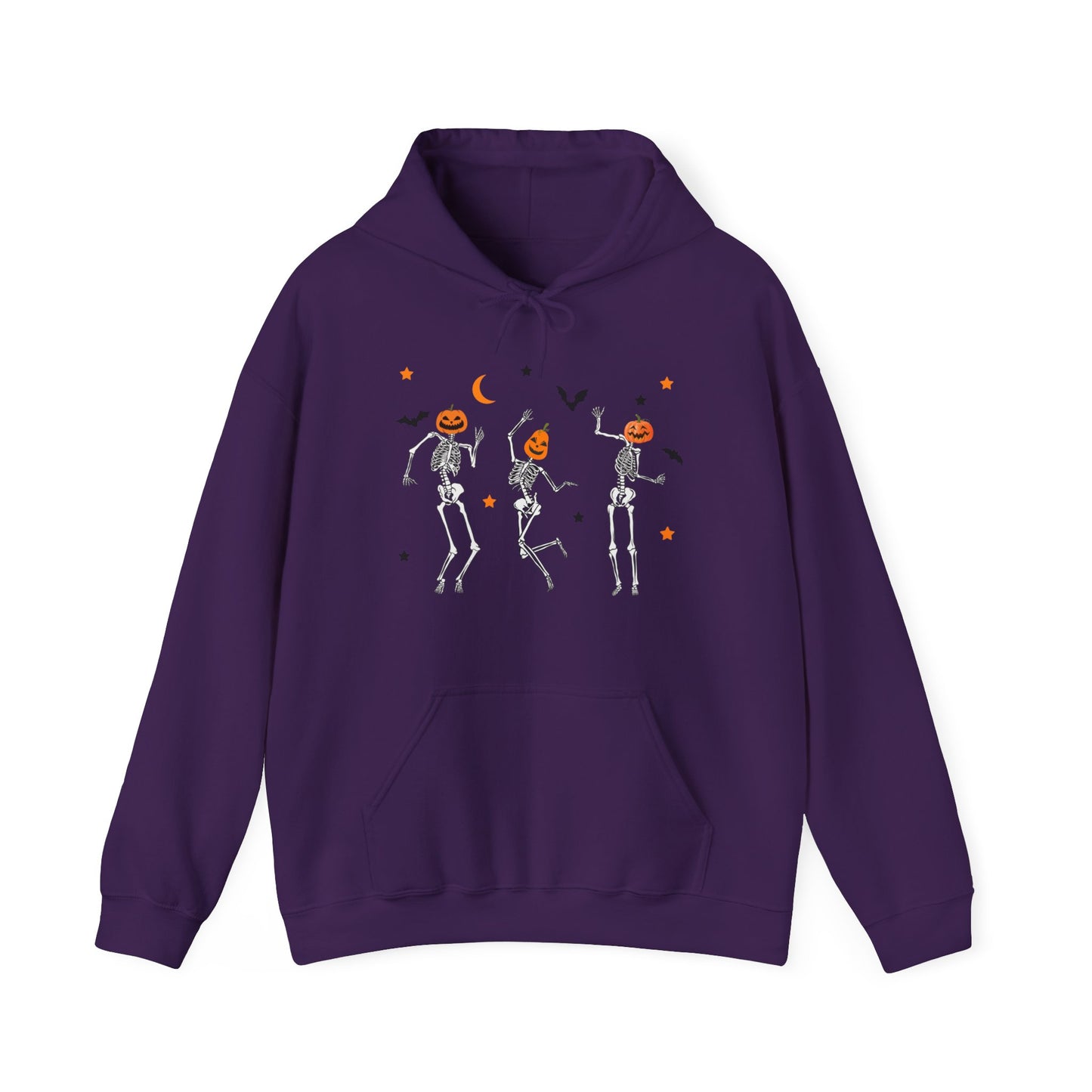 Dancing Skeleton Pumpkin Face Unisex Heavy Blend™ Hoodie Sweatshirt, Womens Halloween Hoodie, Cute Fall Shirt, Spooky Sweatshirt