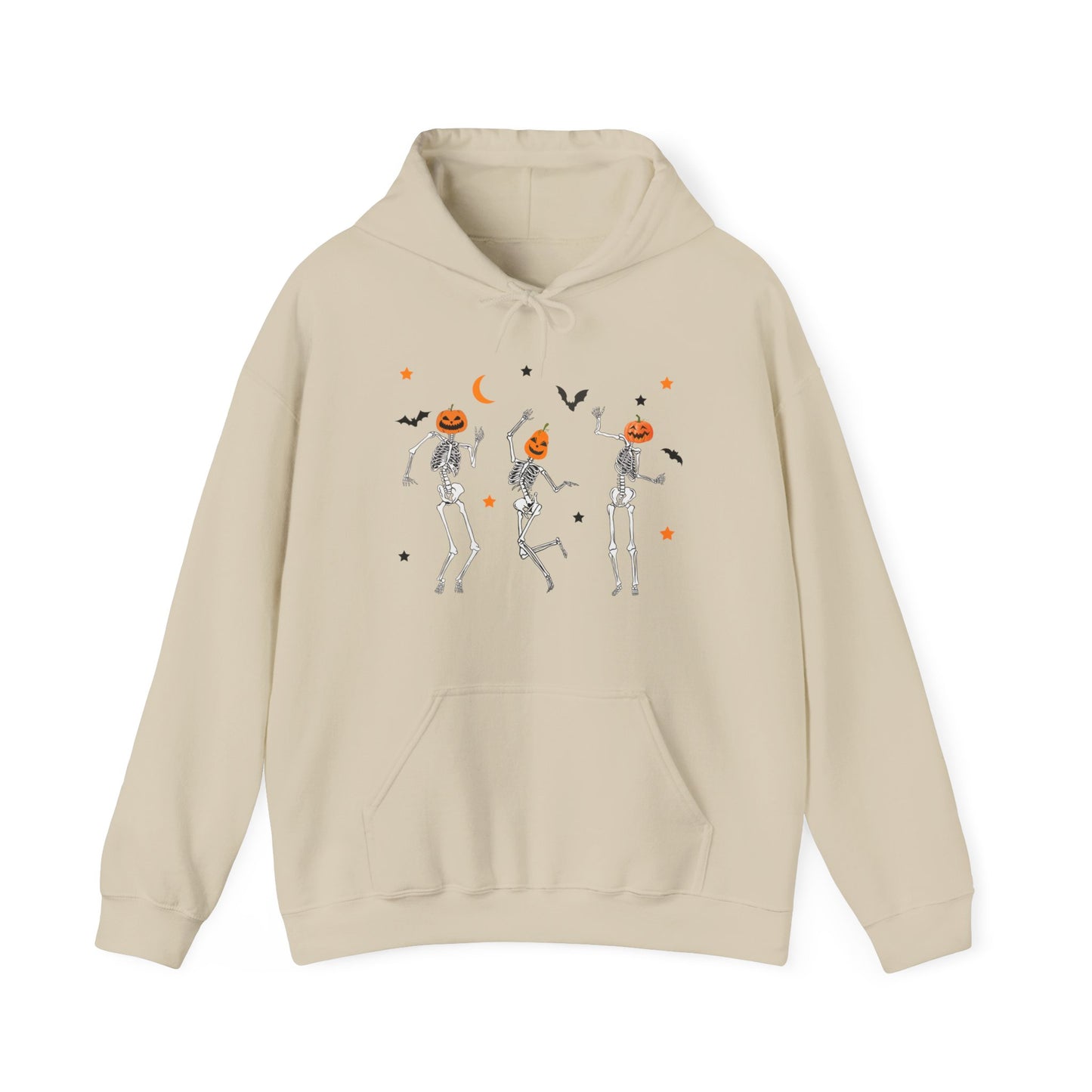 Dancing Skeleton Pumpkin Face Unisex Heavy Blend™ Hoodie Sweatshirt, Womens Halloween Hoodie, Cute Fall Shirt, Spooky Sweatshirt