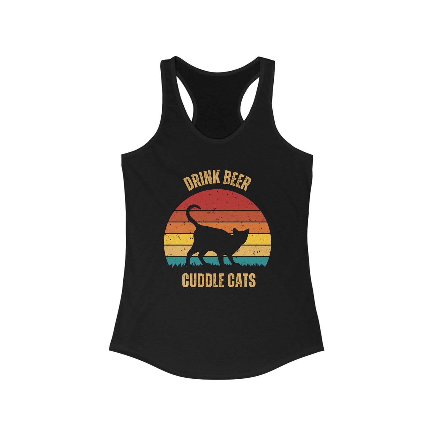 Drink Beer Cuddle Cats Racerback Tank, Funny Cat Shirt, Cat Lover Gift, Cat Tank Top, Cat Mom Gift, Cat Dad Gift, Cat Lover Shirt