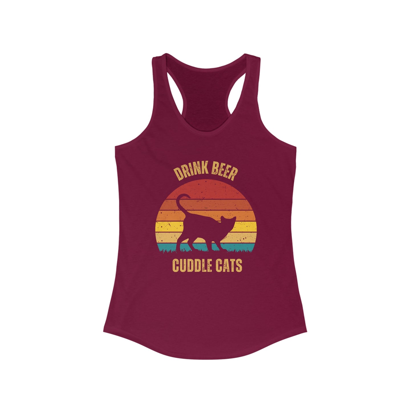 Drink Beer Cuddle Cats Racerback Tank, Funny Cat Shirt, Cat Lover Gift, Cat Tank Top, Cat Mom Gift, Cat Dad Gift, Cat Lover Shirt
