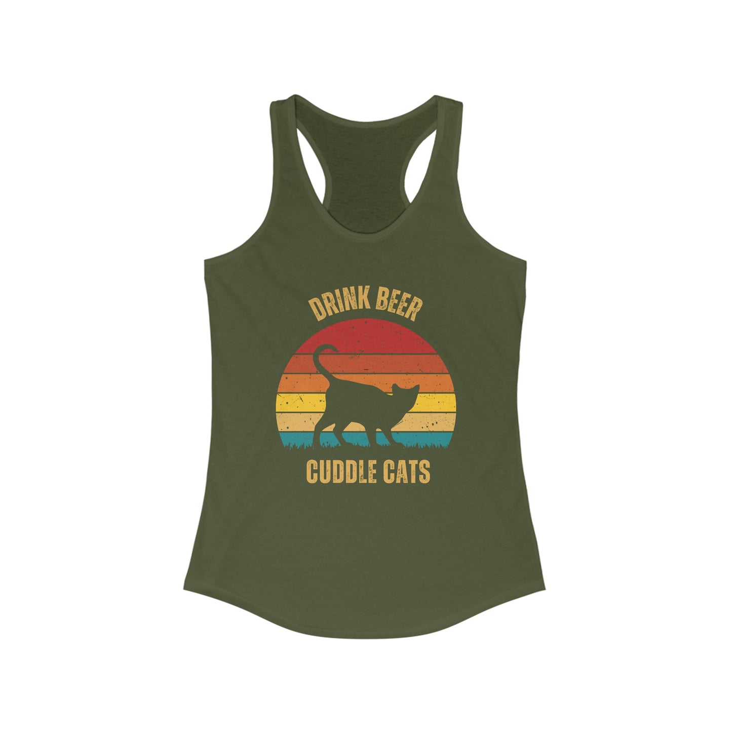 Drink Beer Cuddle Cats Racerback Tank, Funny Cat Shirt, Cat Lover Gift, Cat Tank Top, Cat Mom Gift, Cat Dad Gift, Cat Lover Shirt