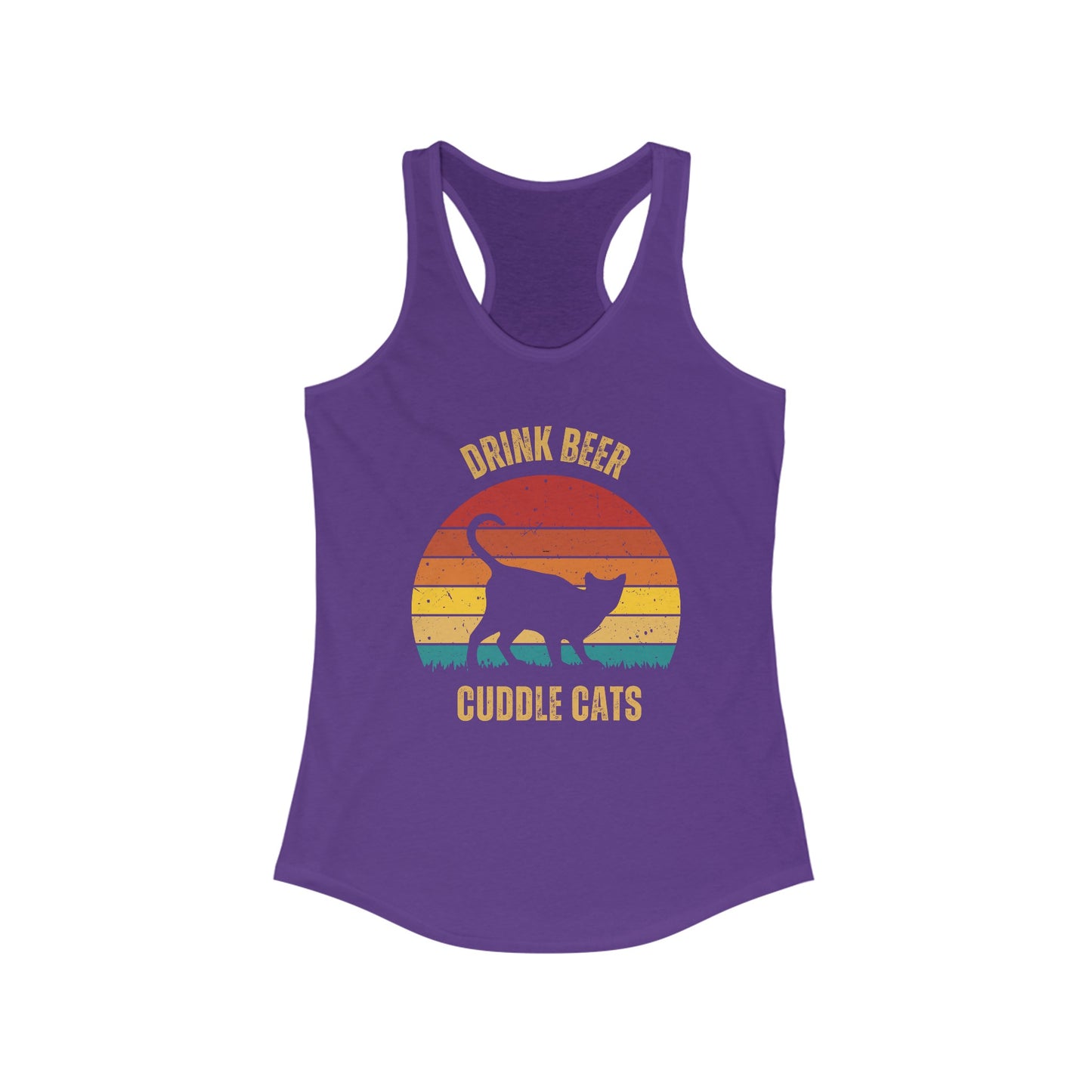 Drink Beer Cuddle Cats Racerback Tank, Funny Cat Shirt, Cat Lover Gift, Cat Tank Top, Cat Mom Gift, Cat Dad Gift, Cat Lover Shirt