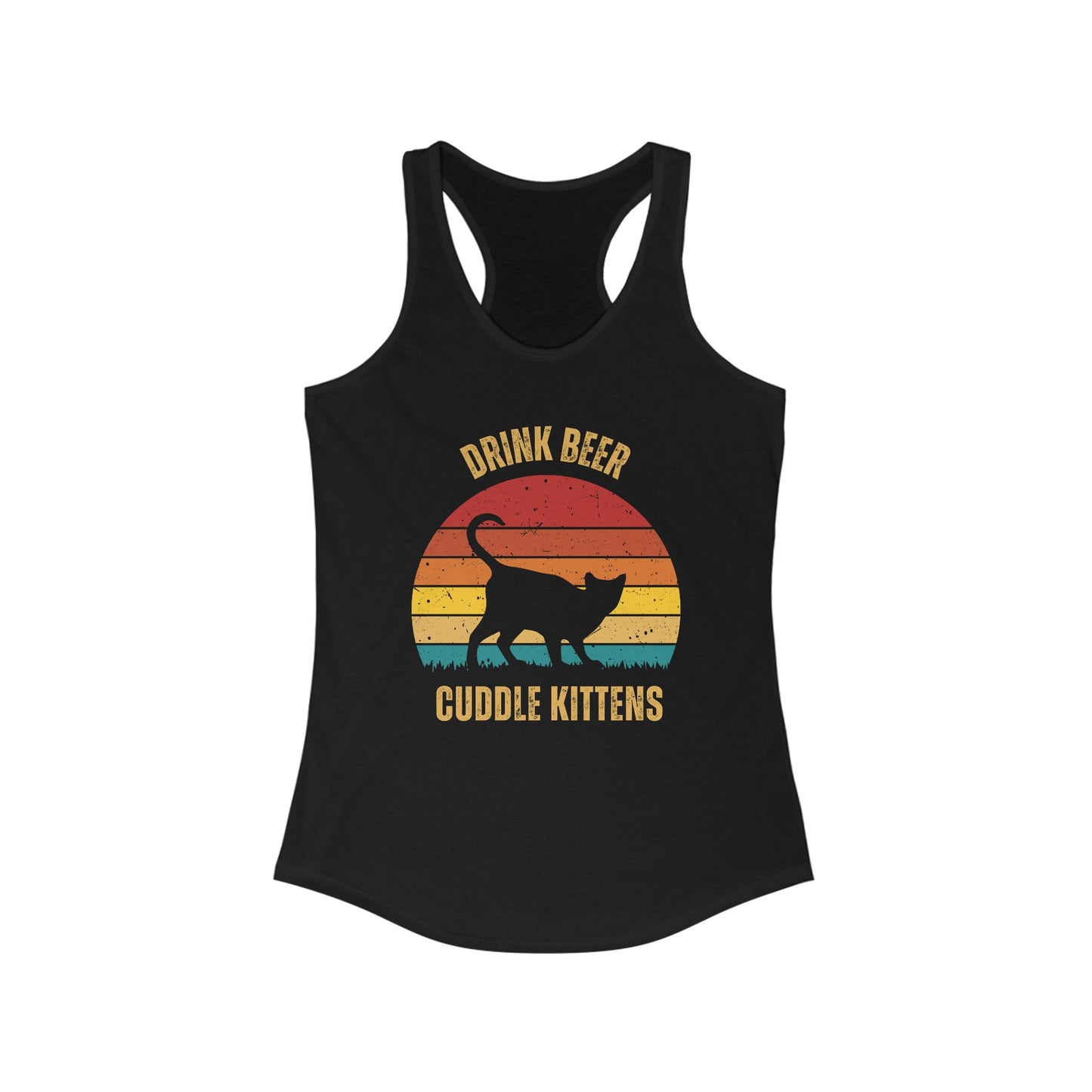 Drink Beer Cuddle Kittens Racerback Tank, Funny Cat Shirt, Cat Lover Gift, Cat Tank Top, Cat Mom Gift, Cat Dad Gift, Cat Lover Shirt