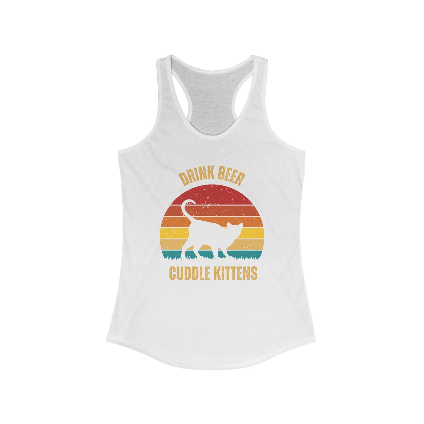 Drink Beer Cuddle Kittens Racerback Tank, Funny Cat Shirt, Cat Lover Gift, Cat Tank Top, Cat Mom Gift, Cat Dad Gift, Cat Lover Shirt