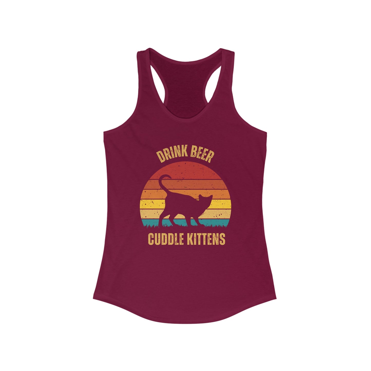Drink Beer Cuddle Kittens Racerback Tank, Funny Cat Shirt, Cat Lover Gift, Cat Tank Top, Cat Mom Gift, Cat Dad Gift, Cat Lover Shirt