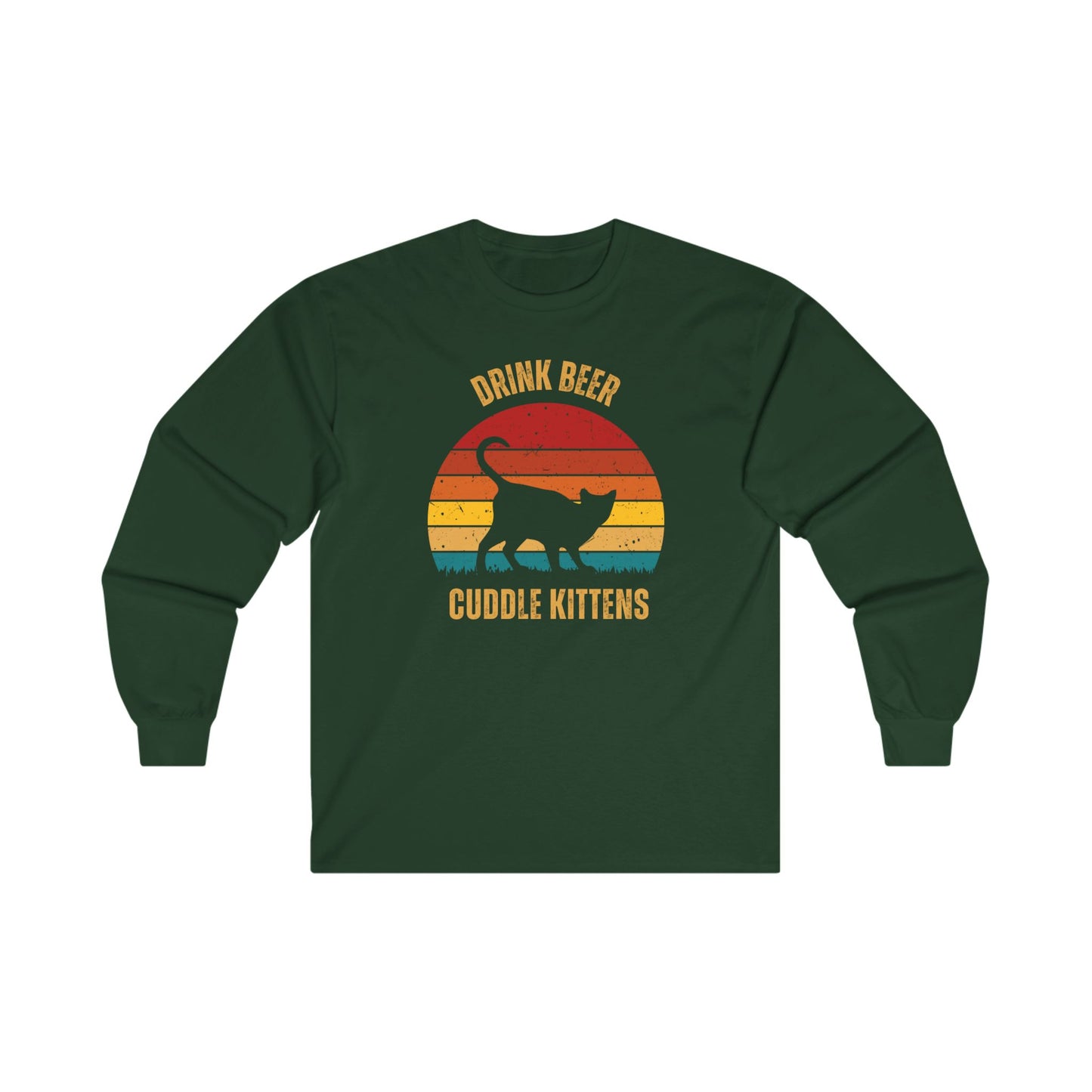 Drink Beer Cuddle Kittens Unisex Ultra Cotton Long Sleeve T-shirt, Cat Lover Shirt, Beer Lover Gift, Funny Cat Shirt, Cat Lover Gift, Drinking T-Shirt, Cats, Beer, Cat Tee, Boyfriend Gift, Girlfriend Gift
