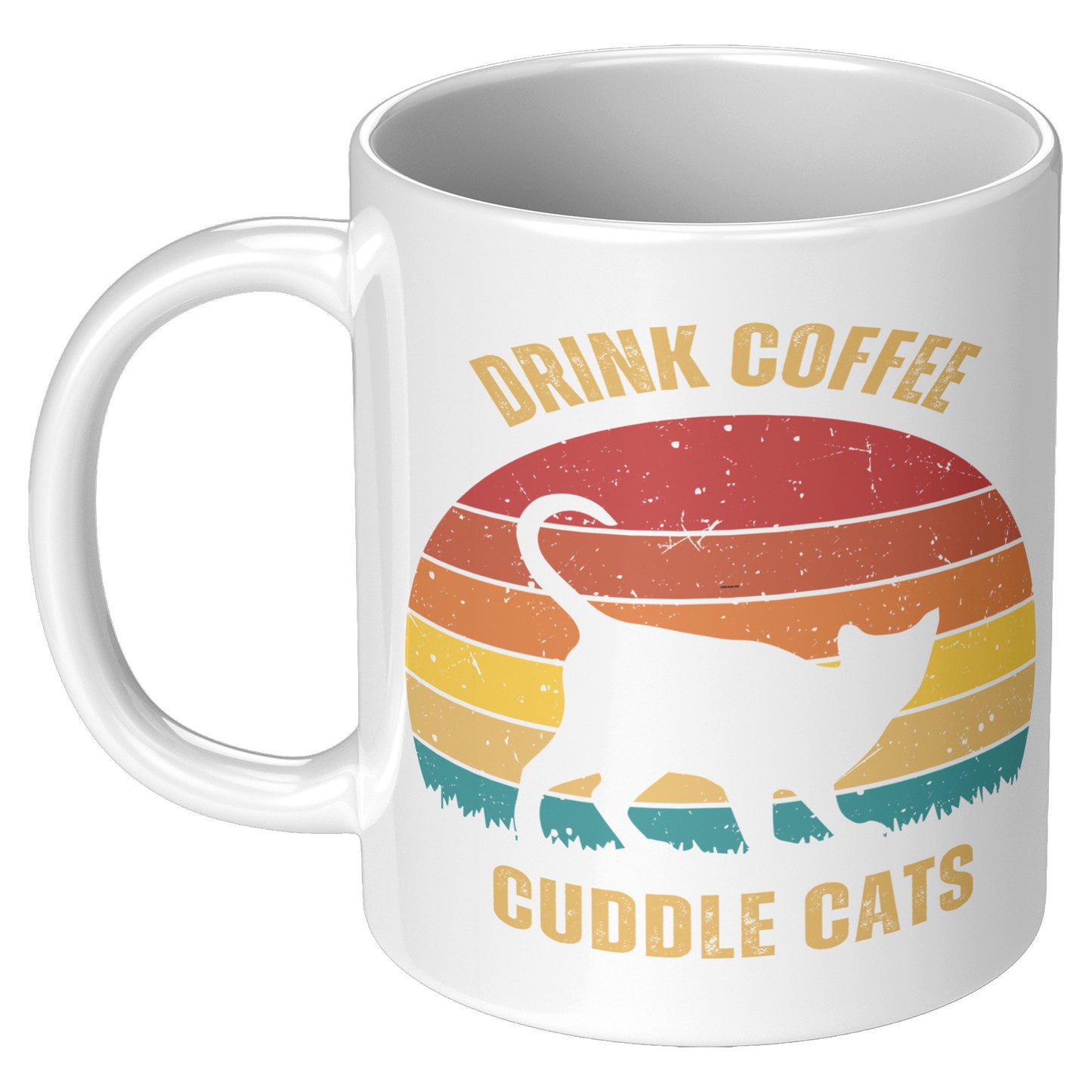 Drink Coffee Cuddle Cats 11oz Mug, Cat Lover Gift, Coffee Lover Gift