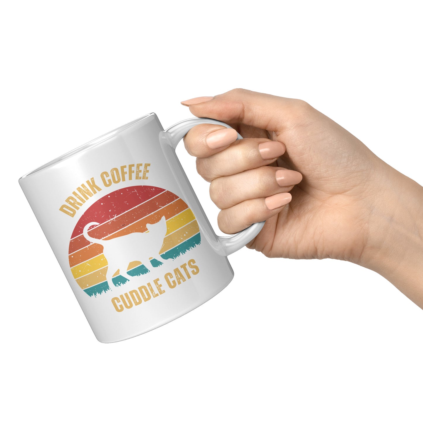 Drink Coffee Cuddle Cats 11oz Mug, Cat Lover Gift, Coffee Lover Gift