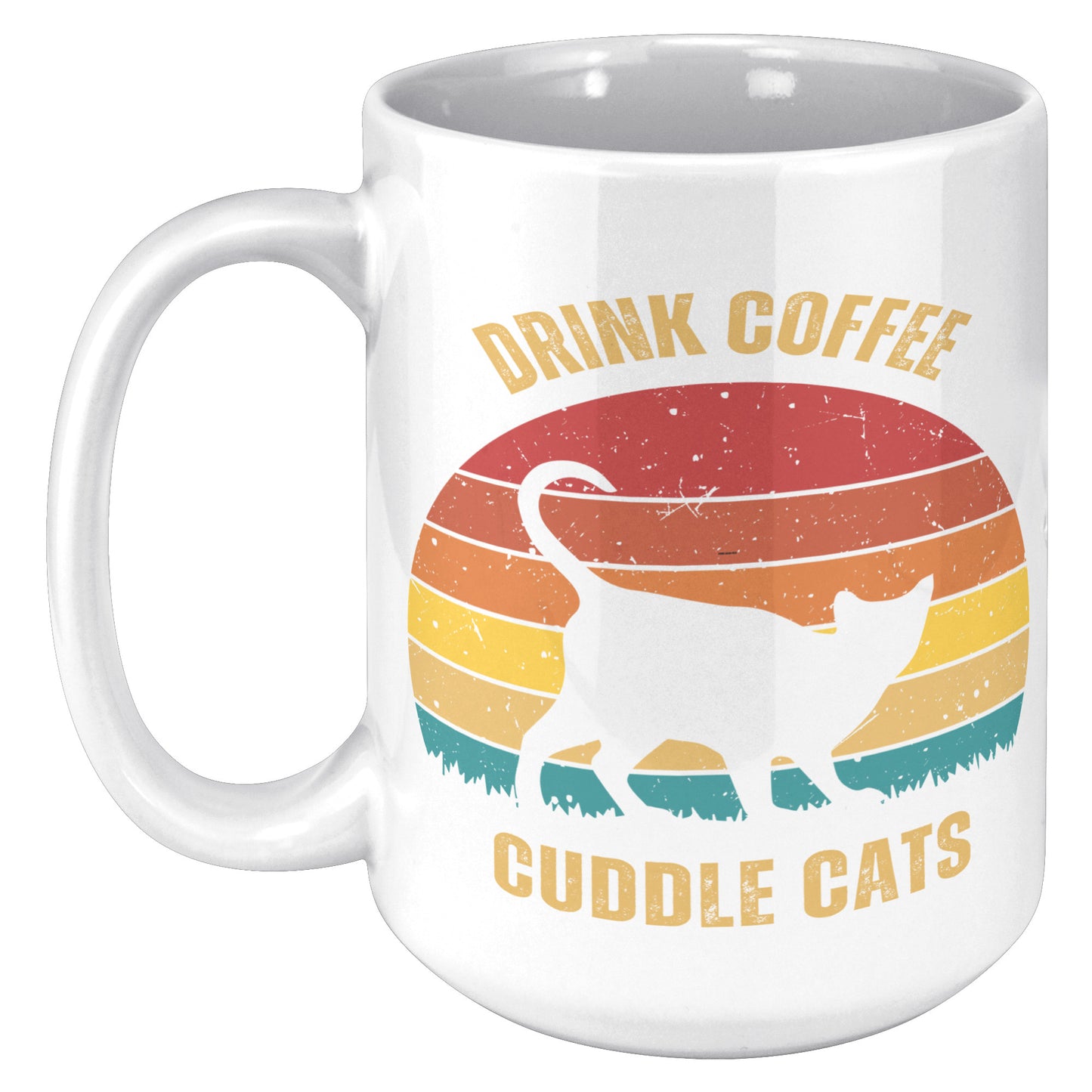 Drink Coffee Cuddle Cats 15oz Mug, Cat Lover Gift, Coffee Lover Gift
