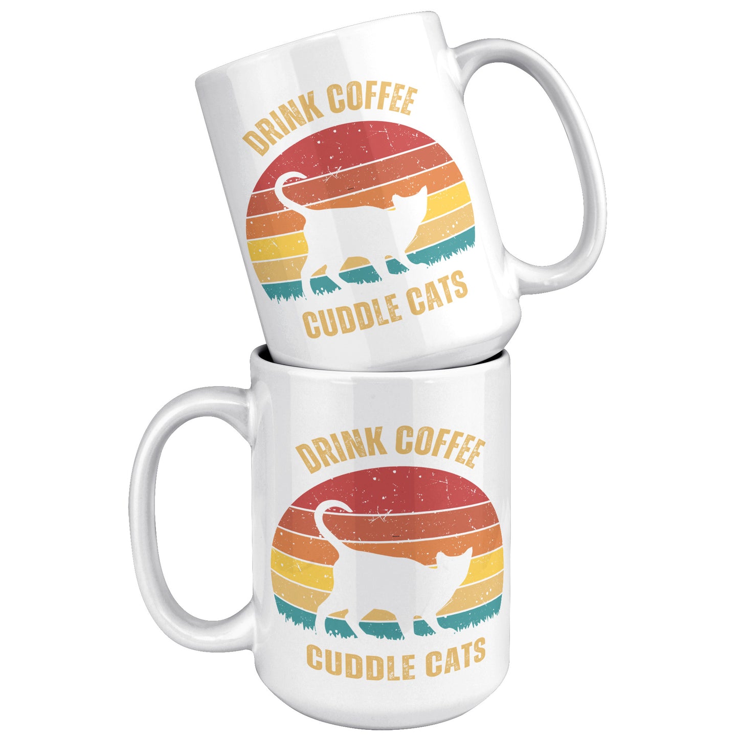 Drink Coffee Cuddle Cats 15oz Mug, Cat Lover Gift, Coffee Lover Gift