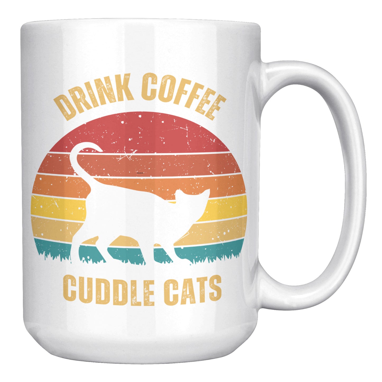 Drink Coffee Cuddle Cats 15oz Mug, Cat Lover Gift, Coffee Lover Gift
