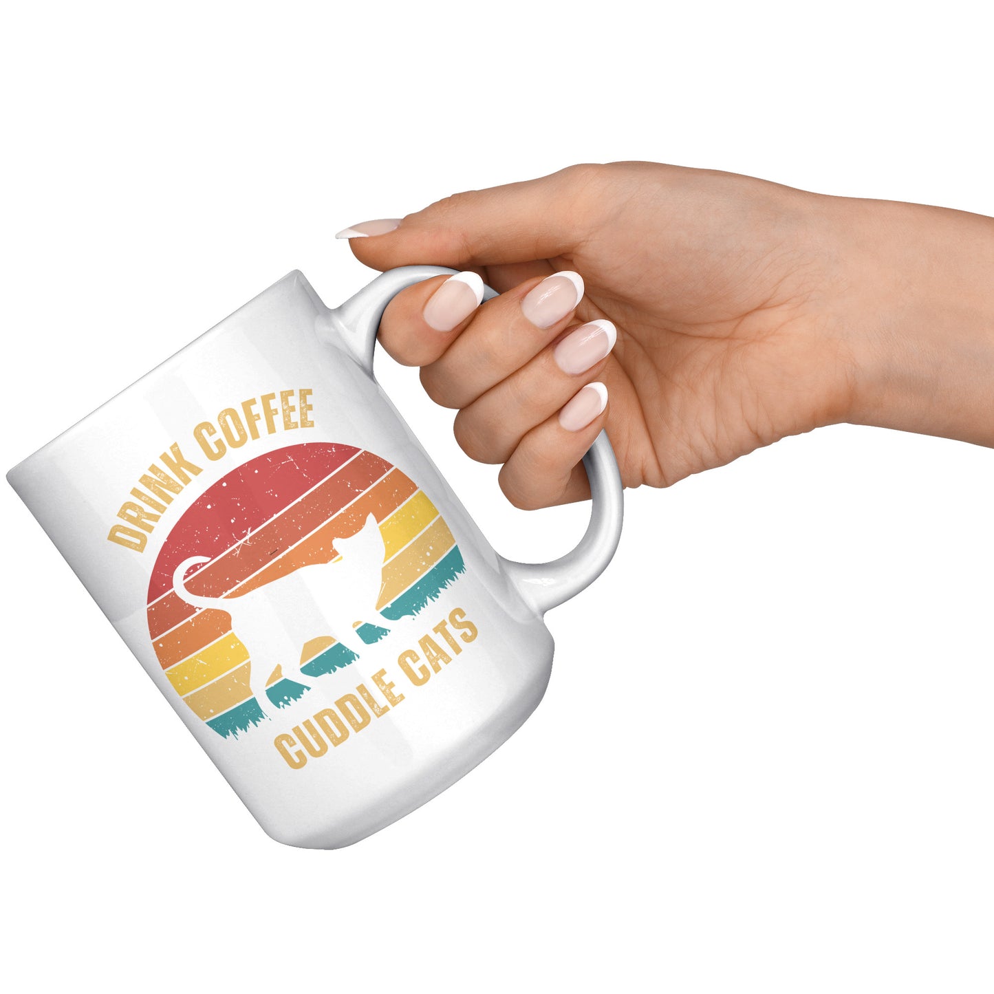 Drink Coffee Cuddle Cats 15oz Mug, Cat Lover Gift, Coffee Lover Gift