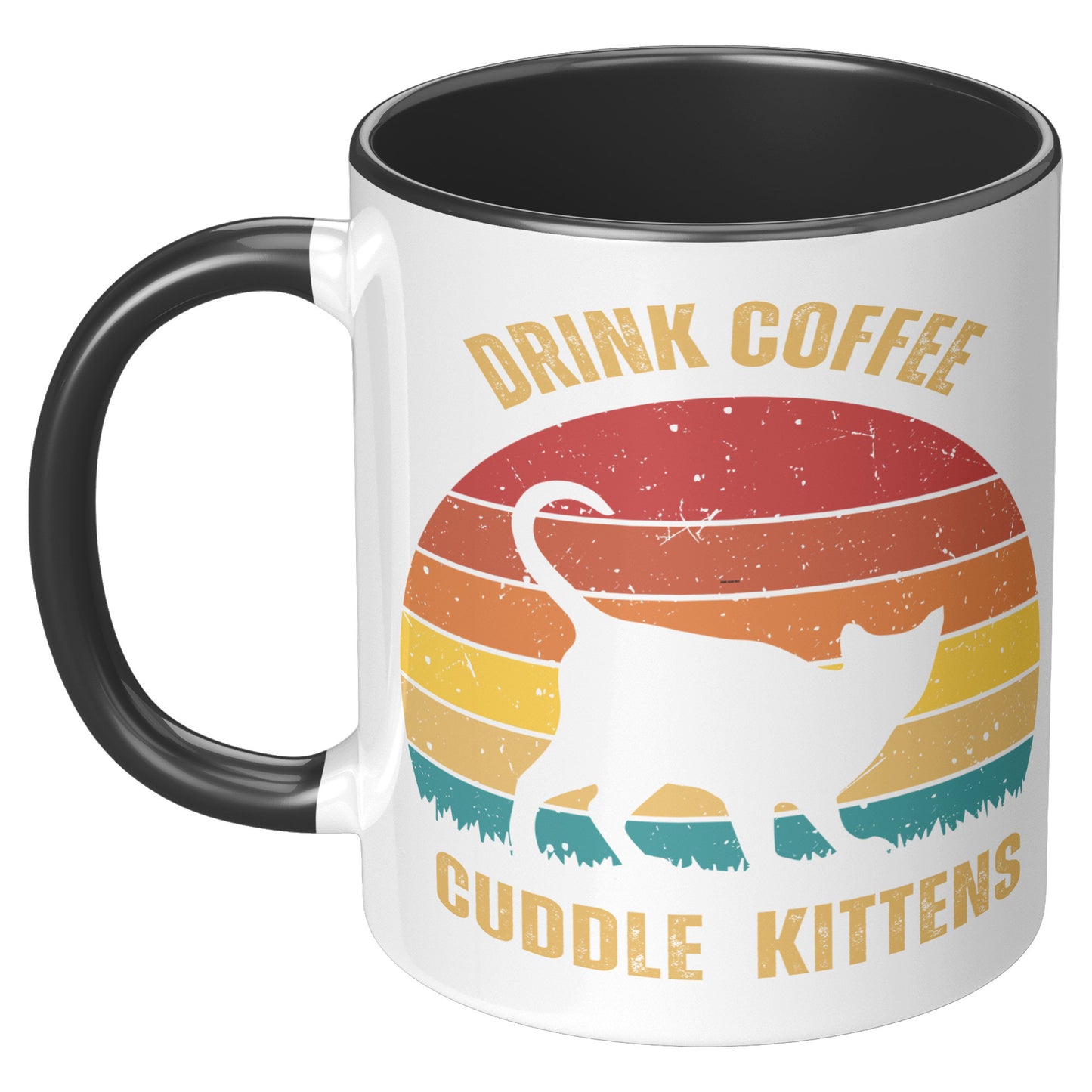 Drink Coffee Cuddle Kittens 11oz Accent Mug, Cat Lover Gift, Coffee Lover Gift