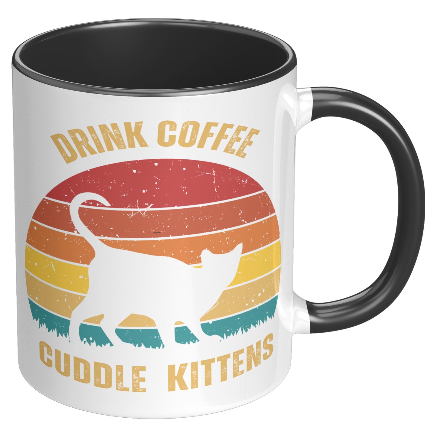 Drink Coffee Cuddle Kittens 11oz Accent Mug, Cat Lover Gift, Coffee Lover Gift