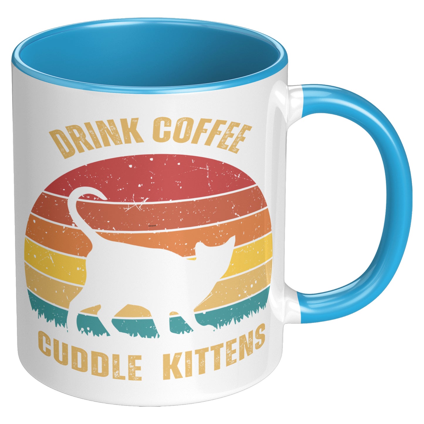 Drink Coffee Cuddle Kittens 11oz Accent Mug, Cat Lover Gift, Coffee Lover Gift