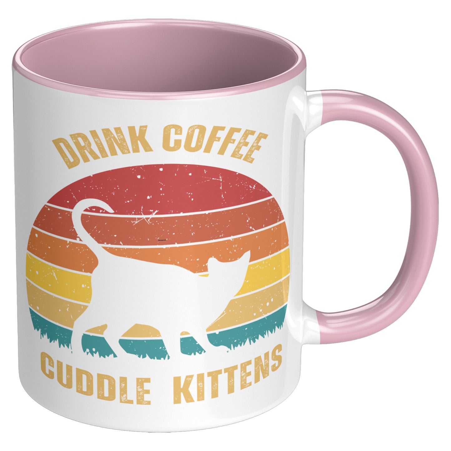 Drink Coffee Cuddle Kittens 11oz Accent Mug, Cat Lover Gift, Coffee Lover Gift