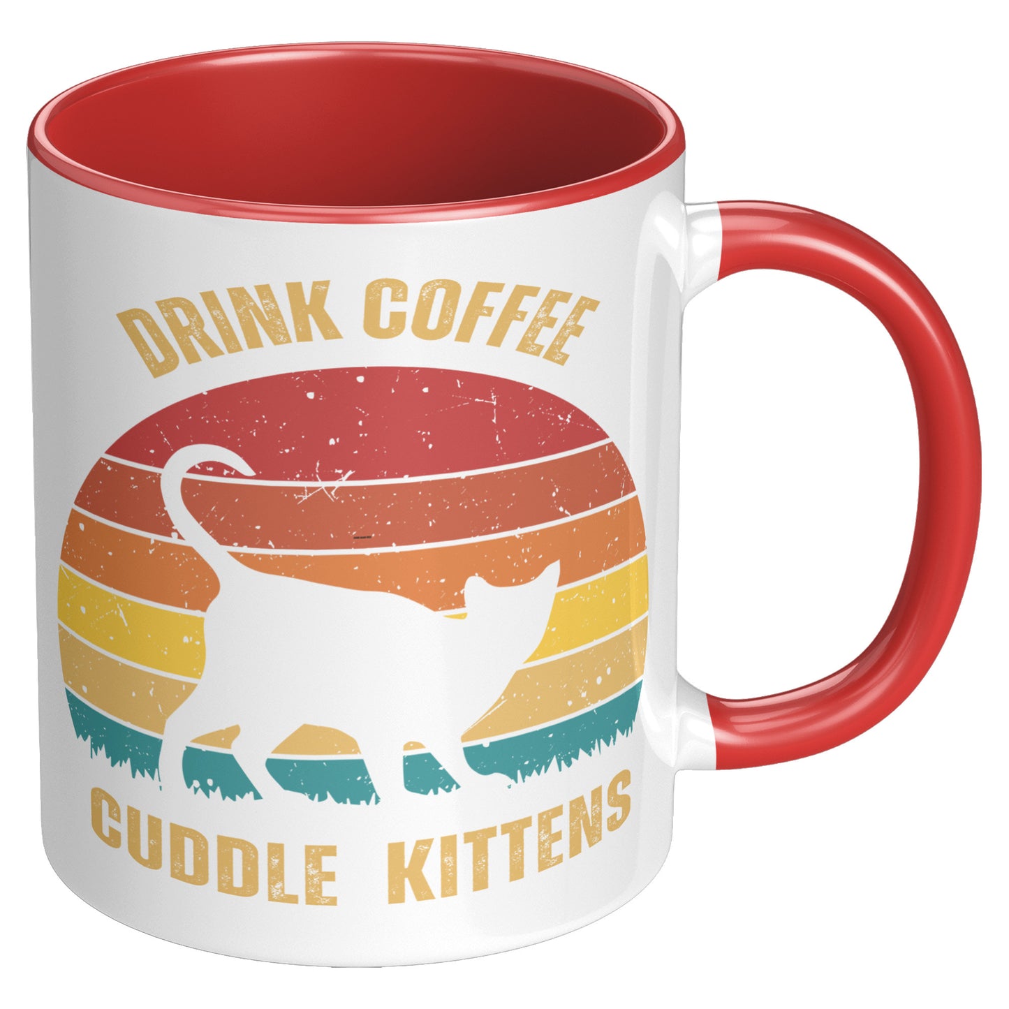 Drink Coffee Cuddle Kittens 11oz Accent Mug, Cat Lover Gift, Coffee Lover Gift