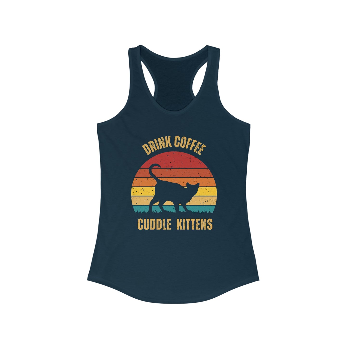 Drink Coffee Cuddle Kittens Racerback Tank, Funny Cat Shirt, Cat Lover Gift, Cat Tank Top, Cat Mom Gift, Cat Dad Gift, Cat Lover Shirt, Coffee Drinker Gift