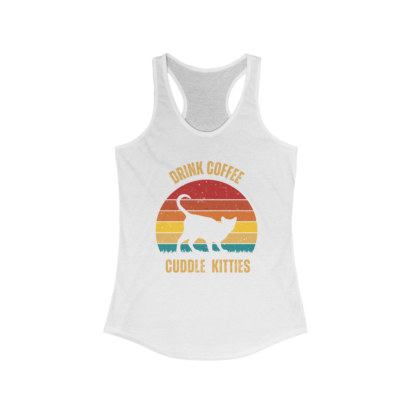 Drink Coffee Cuddle Kitties Racerback Tank, Funny Cat Shirt, Cat Lover Gift, Cat Tank Top, Cat Mom Gift, Cat Dad Gift, Cat Lover Shirt, Coffee Drinker Gift