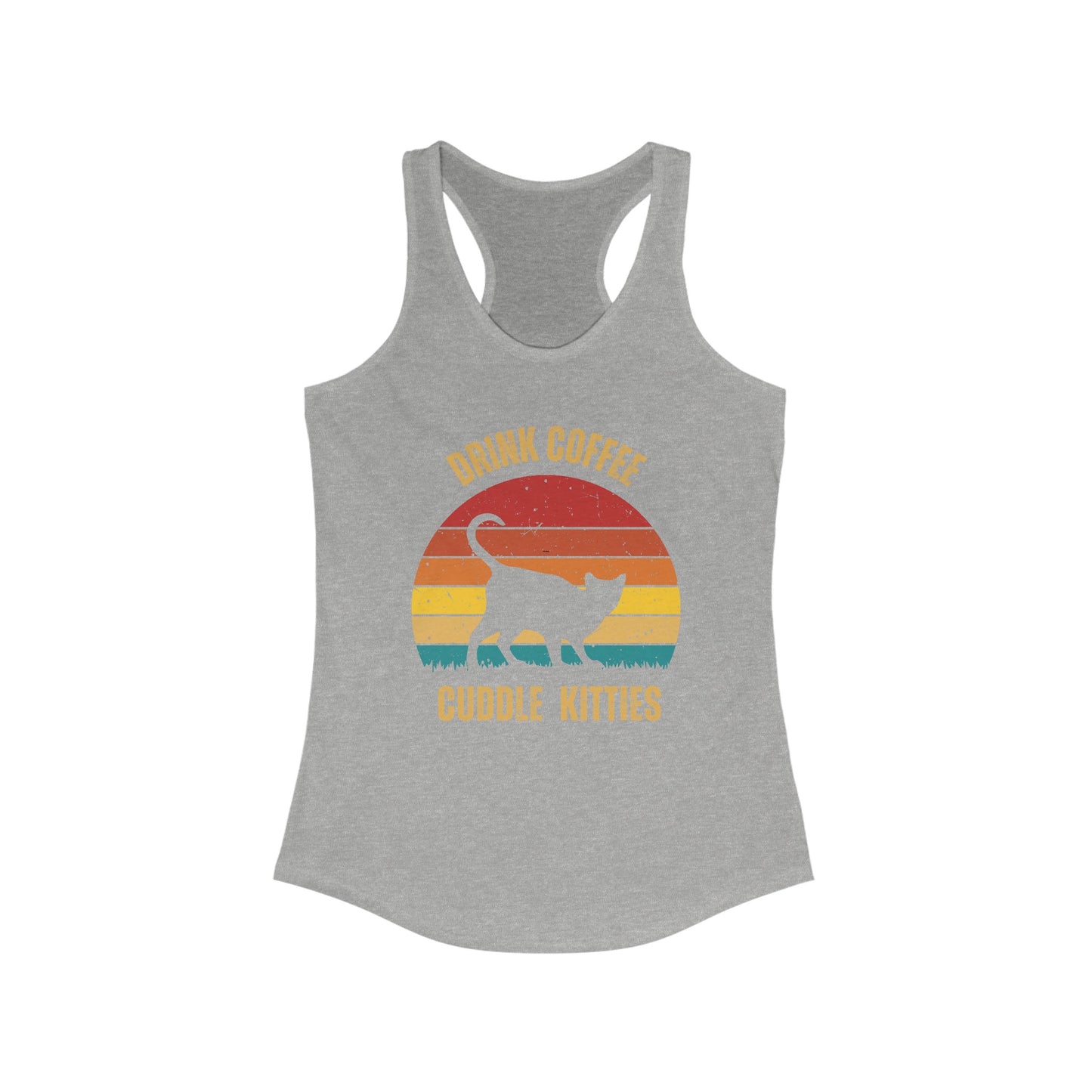 Drink Coffee Cuddle Kitties Racerback Tank, Funny Cat Shirt, Cat Lover Gift, Cat Tank Top, Cat Mom Gift, Cat Dad Gift, Cat Lover Shirt, Coffee Drinker Gift