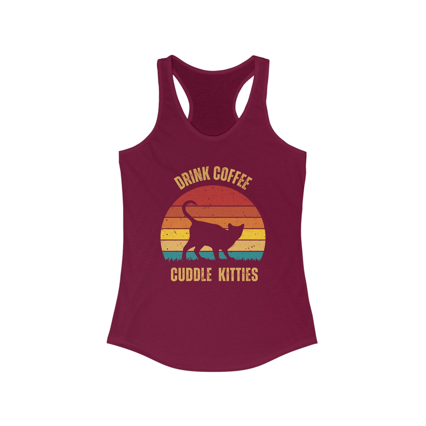 Drink Coffee Cuddle Kitties Racerback Tank, Funny Cat Shirt, Cat Lover Gift, Cat Tank Top, Cat Mom Gift, Cat Dad Gift, Cat Lover Shirt, Coffee Drinker Gift