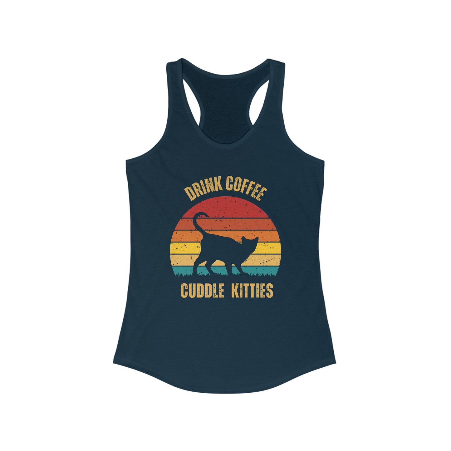 Drink Coffee Cuddle Kitties Racerback Tank, Funny Cat Shirt, Cat Lover Gift, Cat Tank Top, Cat Mom Gift, Cat Dad Gift, Cat Lover Shirt, Coffee Drinker Gift